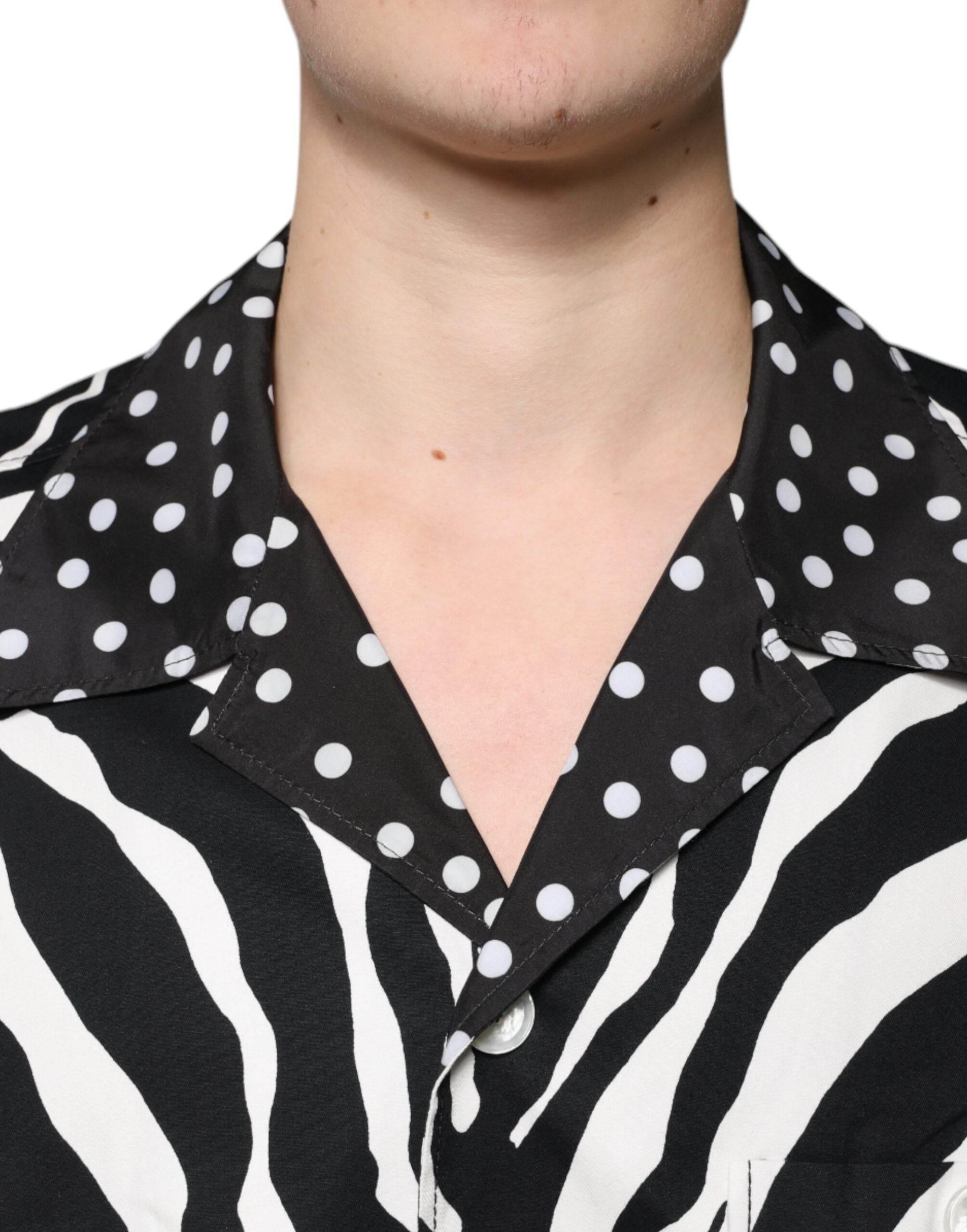 Dolce & Gabbana Black White Zebra Button Down Oversize Shirt - Hilstor