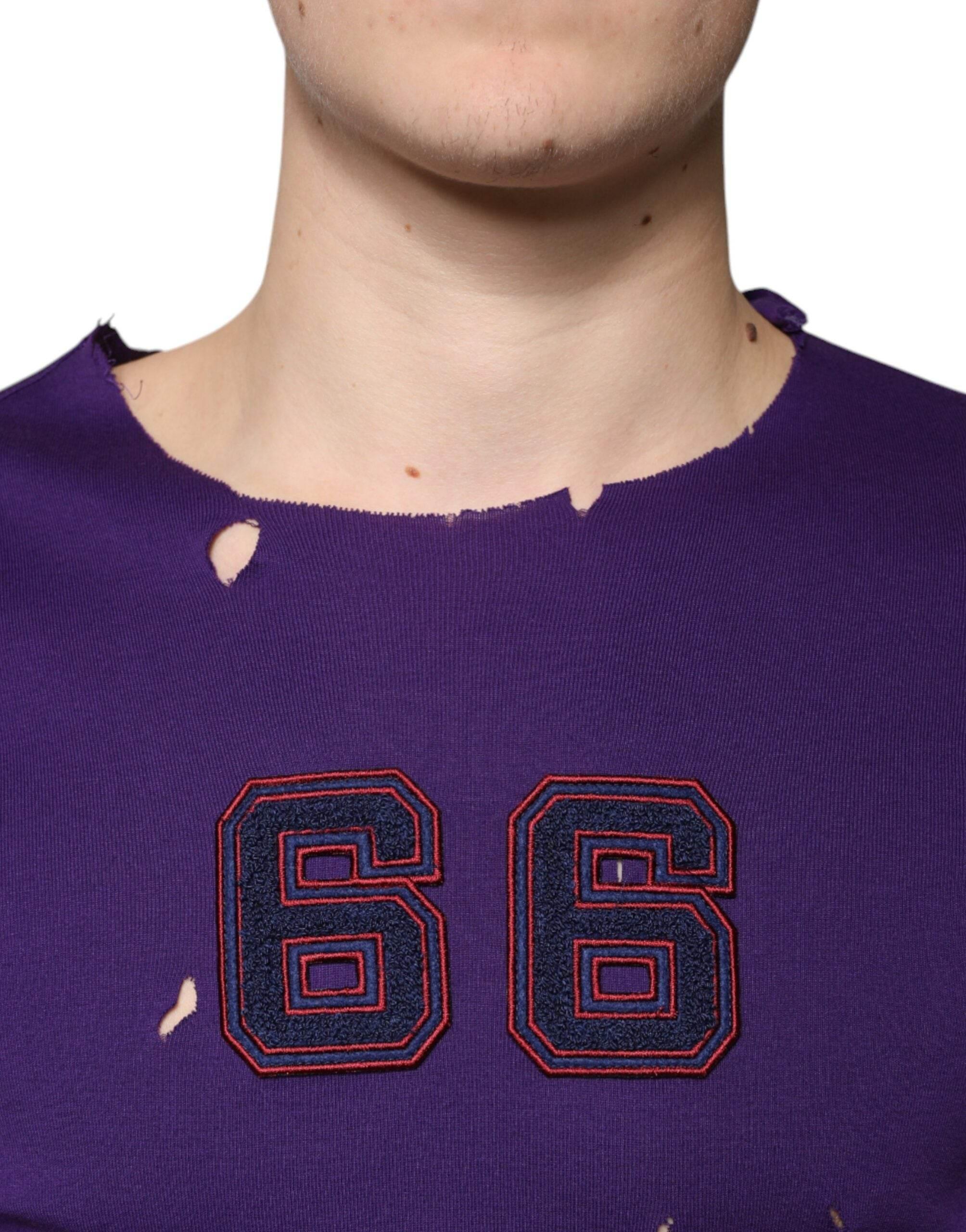 Dolce & Gabbana Purple Cotton Round Neck Pullover Men Sweater - Hilstor