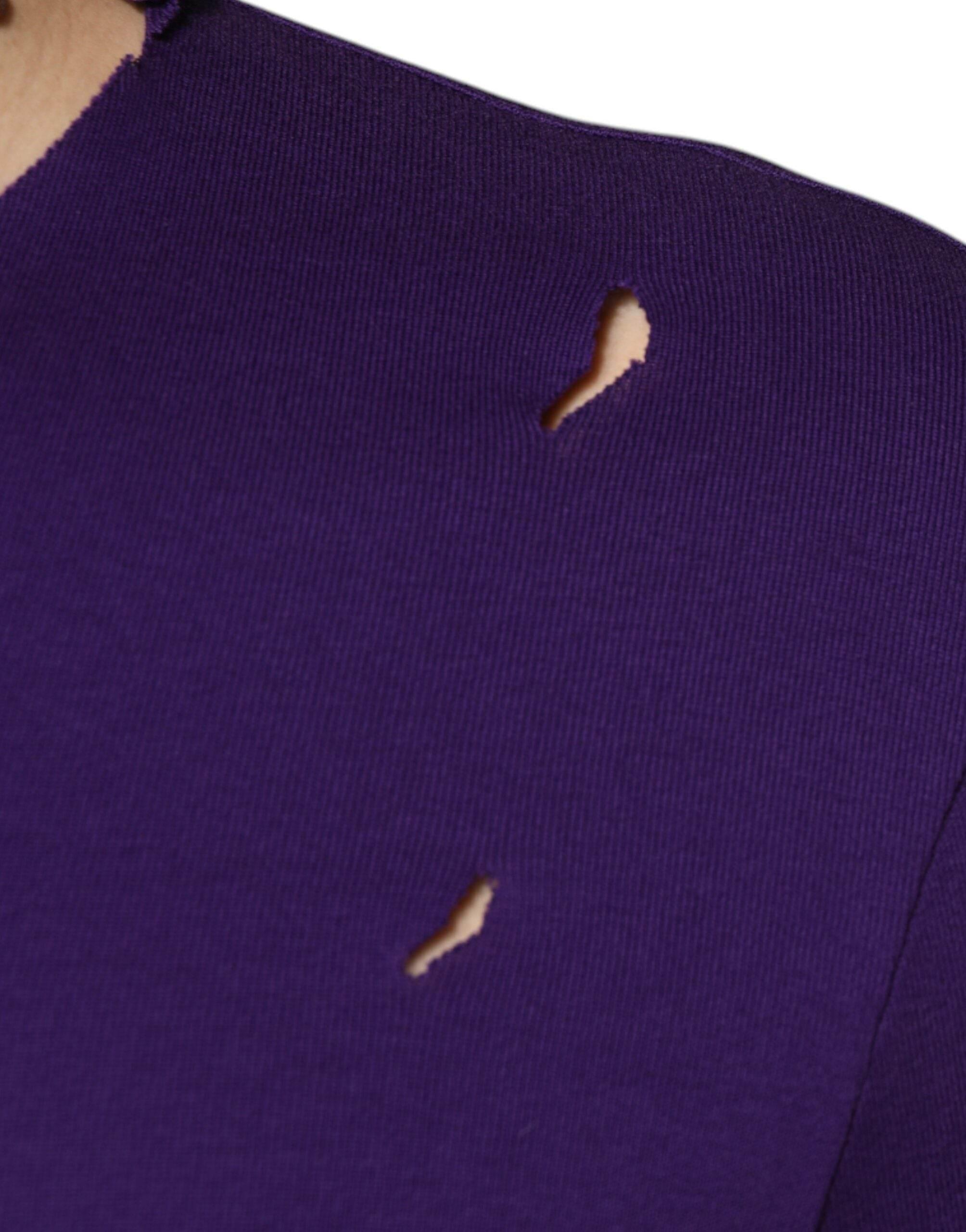 Dolce & Gabbana Purple Cotton Round Neck Pullover Men Sweater - Hilstor