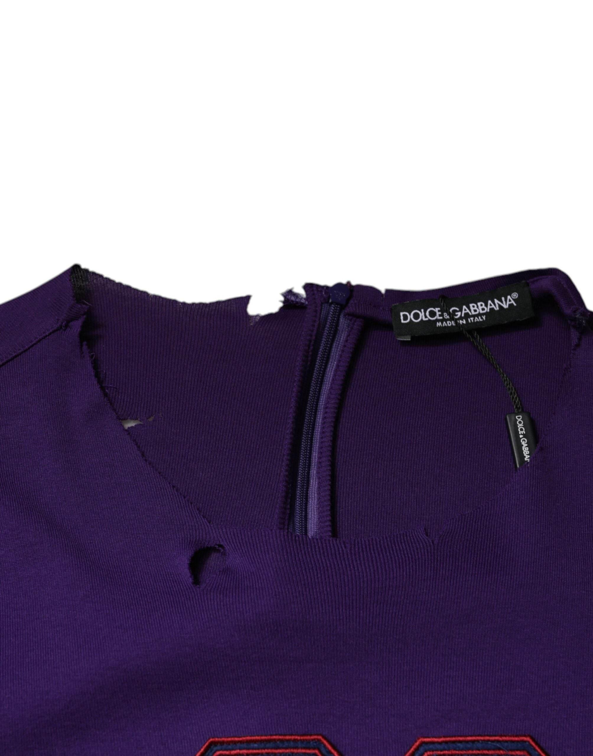 Dolce & Gabbana Purple Cotton Round Neck Pullover Men Sweater - Hilstor