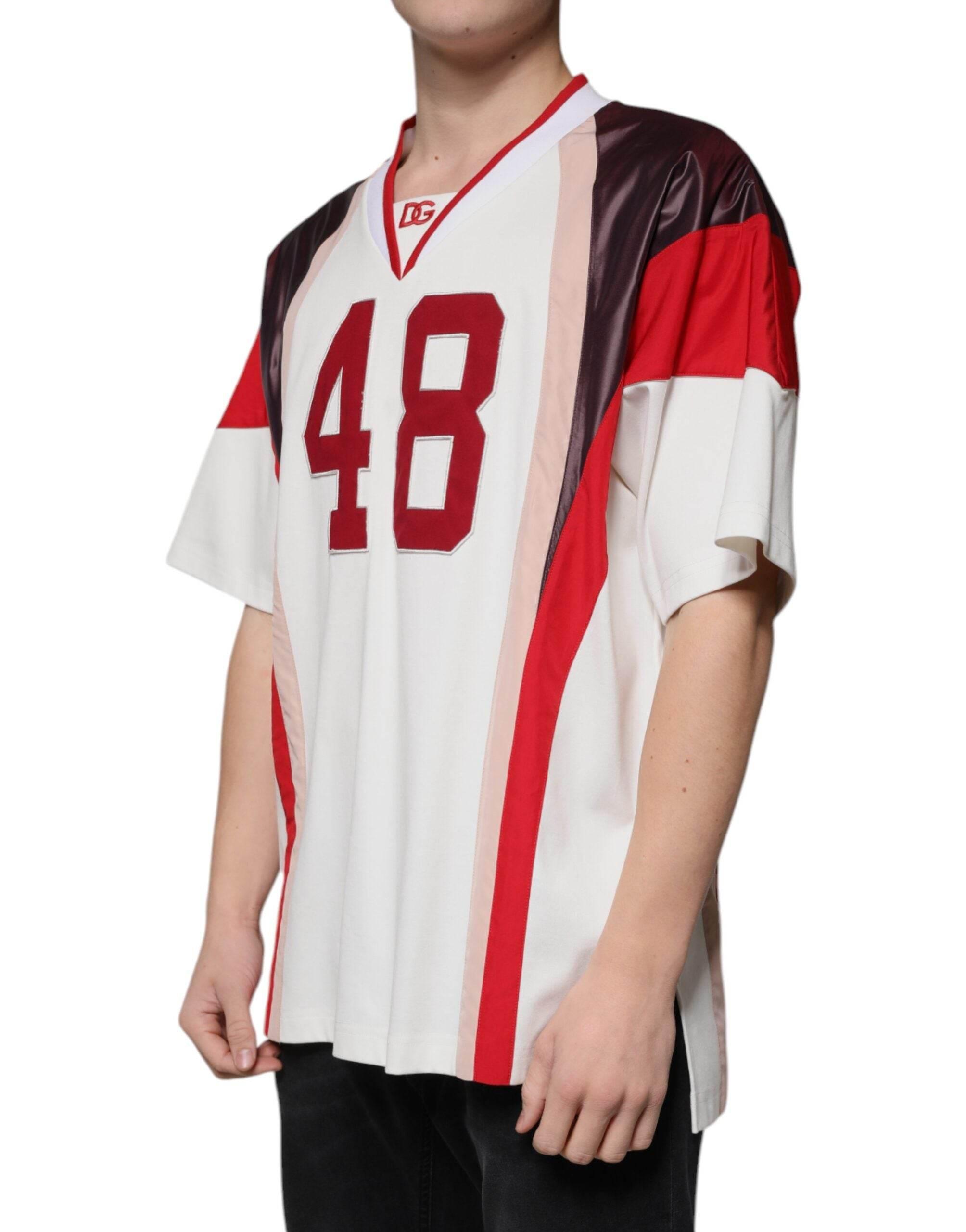 Dolce & Gabbana Multicolor Logo Jersey Cotton V-neck T-shirt - Hilstor