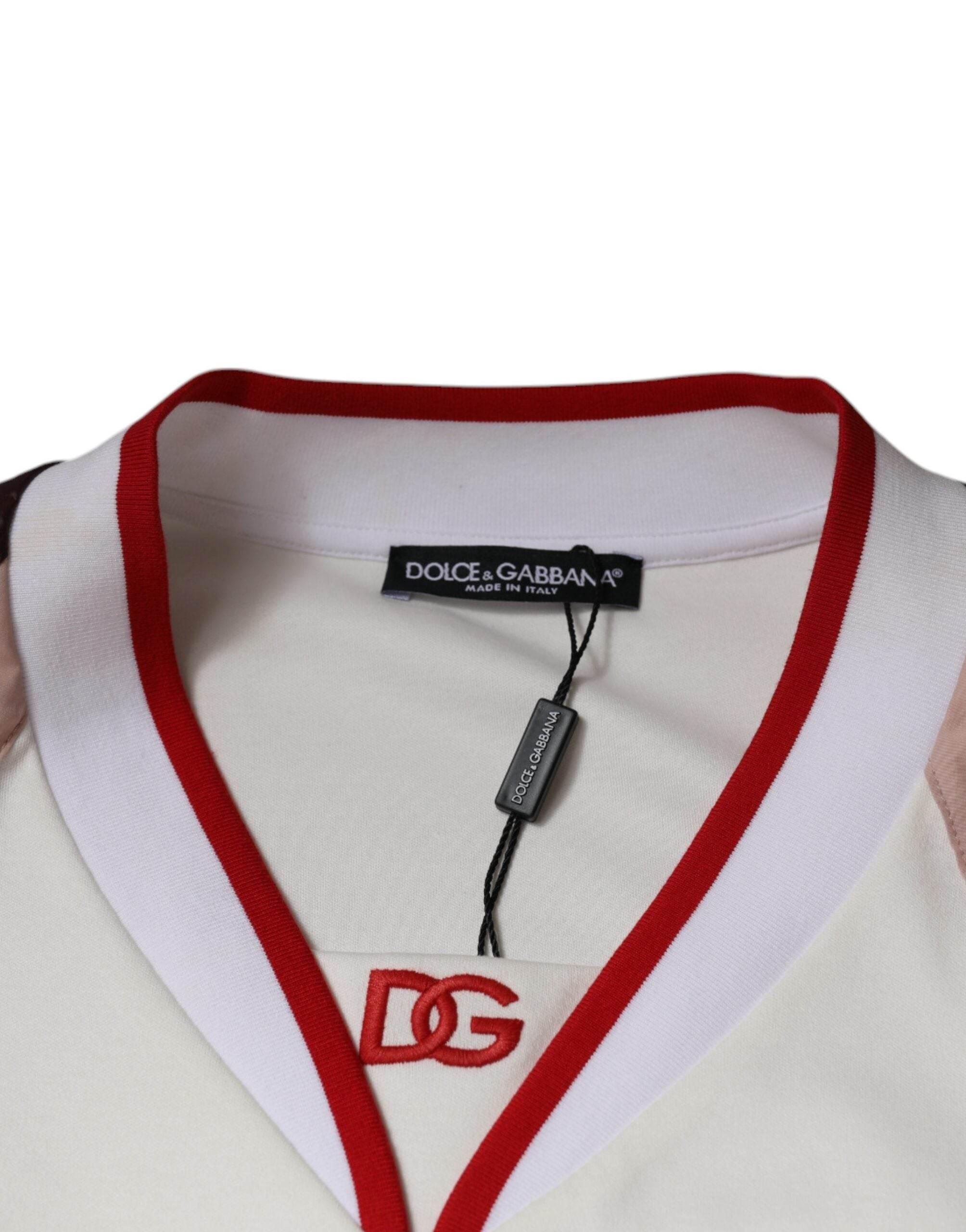 Dolce & Gabbana Multicolor Logo Jersey Cotton V-neck T-shirt - Hilstor