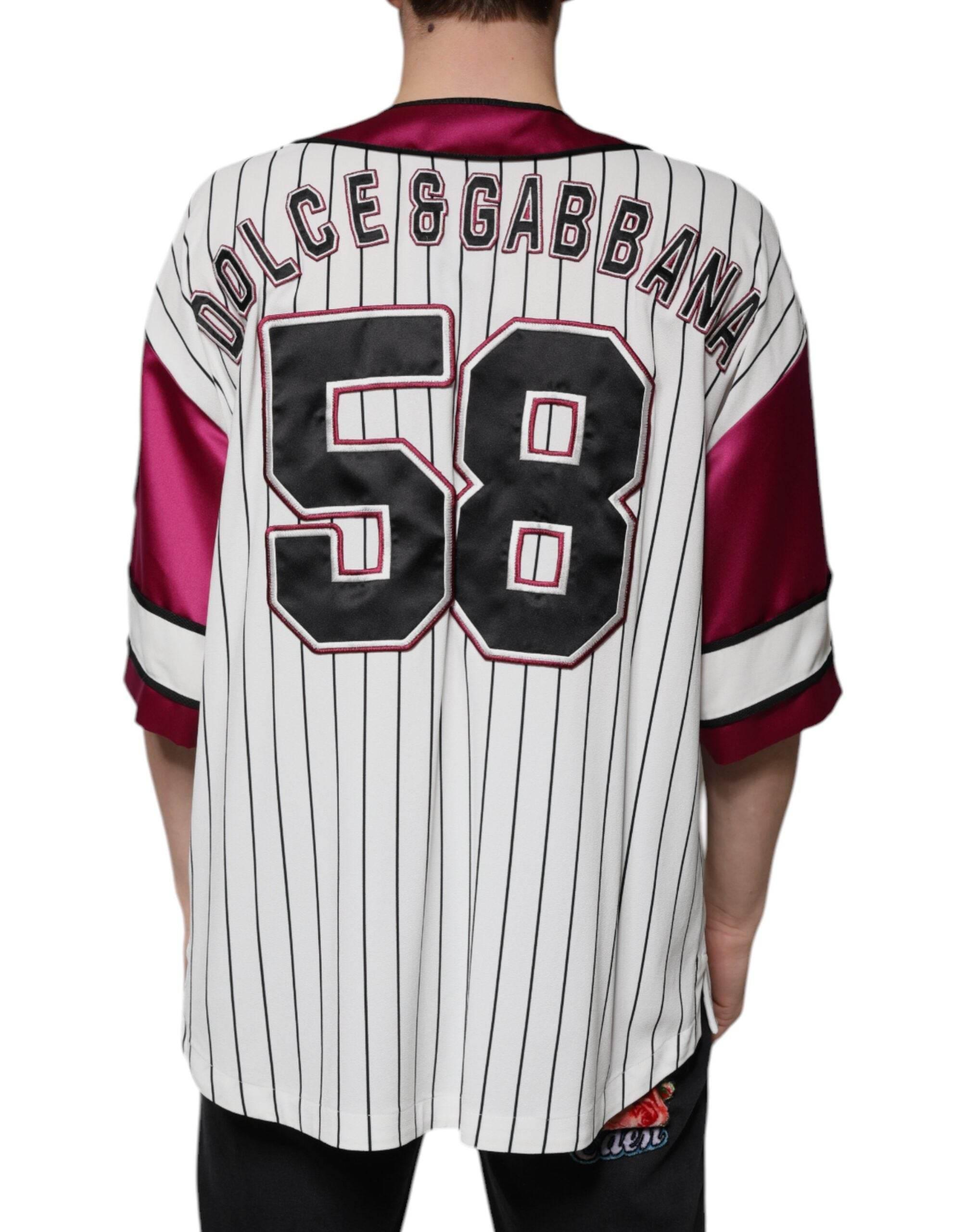 Dolce & Gabbana Multicolor Logo Jersey Button V-neck T-shirt - Hilstor