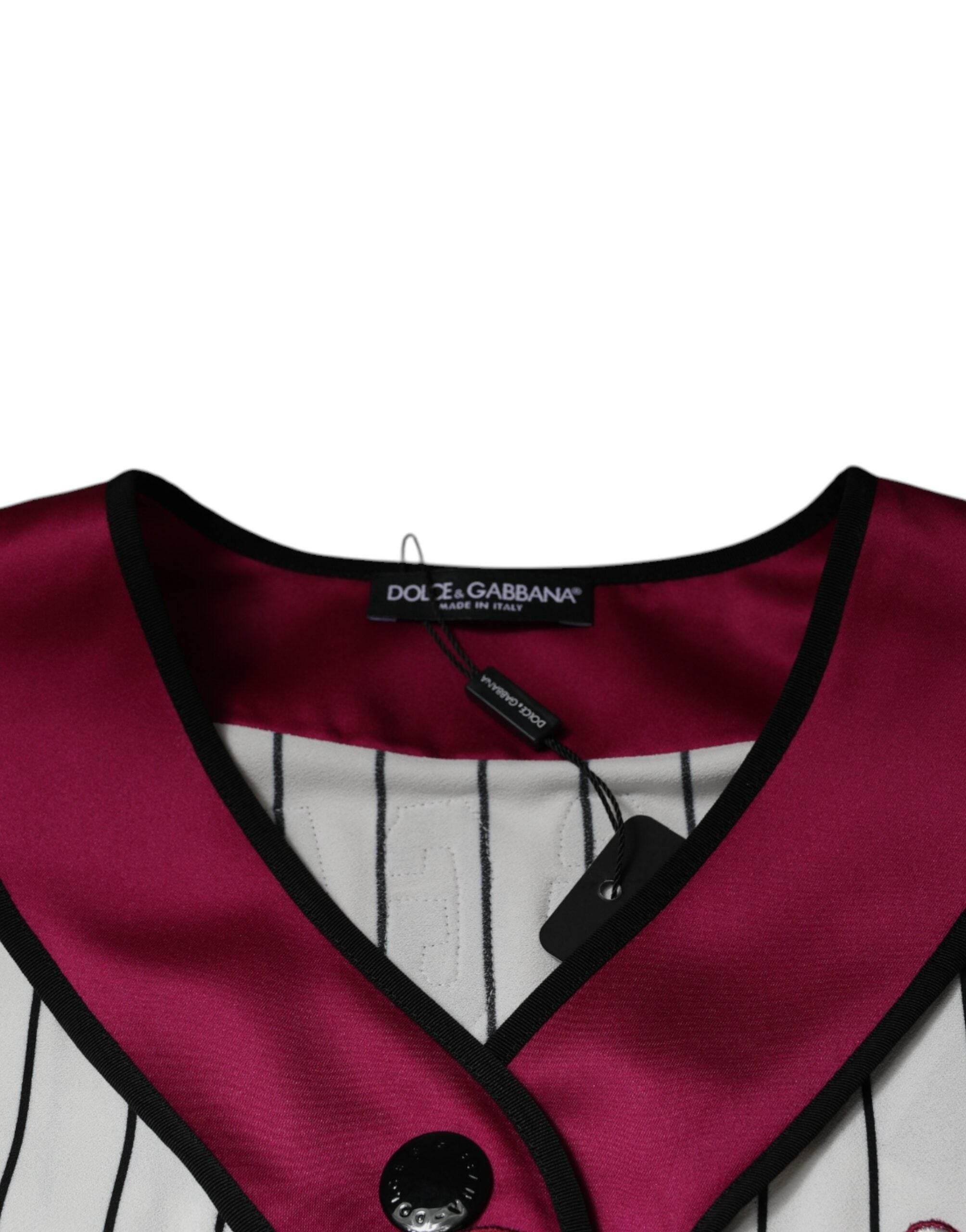 Dolce & Gabbana Multicolor Logo Jersey Button V-neck T-shirt - Hilstor