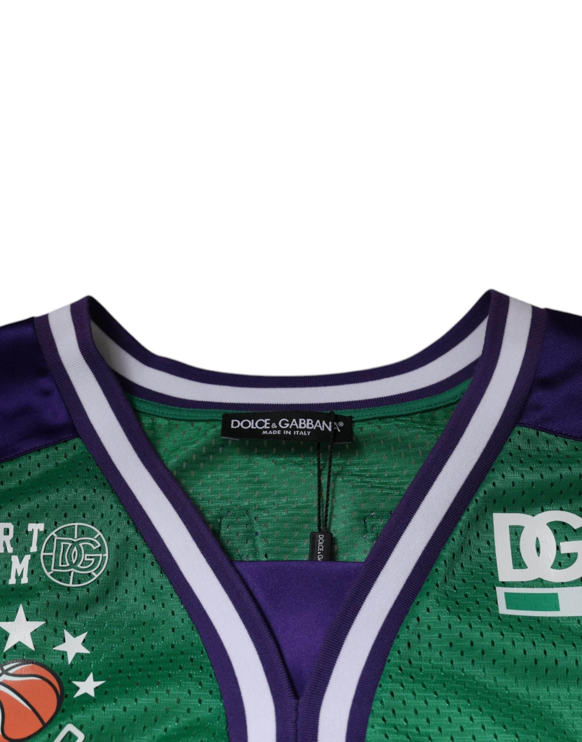 Dolce & Gabbana Green Polyester Jersey Sleeveless T-shirt - Hilstor