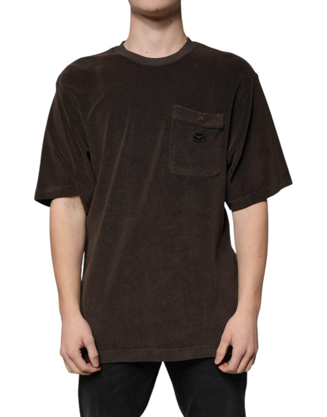 Dolce & Gabbana Brown Cotton Crew Neck Short Sleeves T-shirt - Hilstor