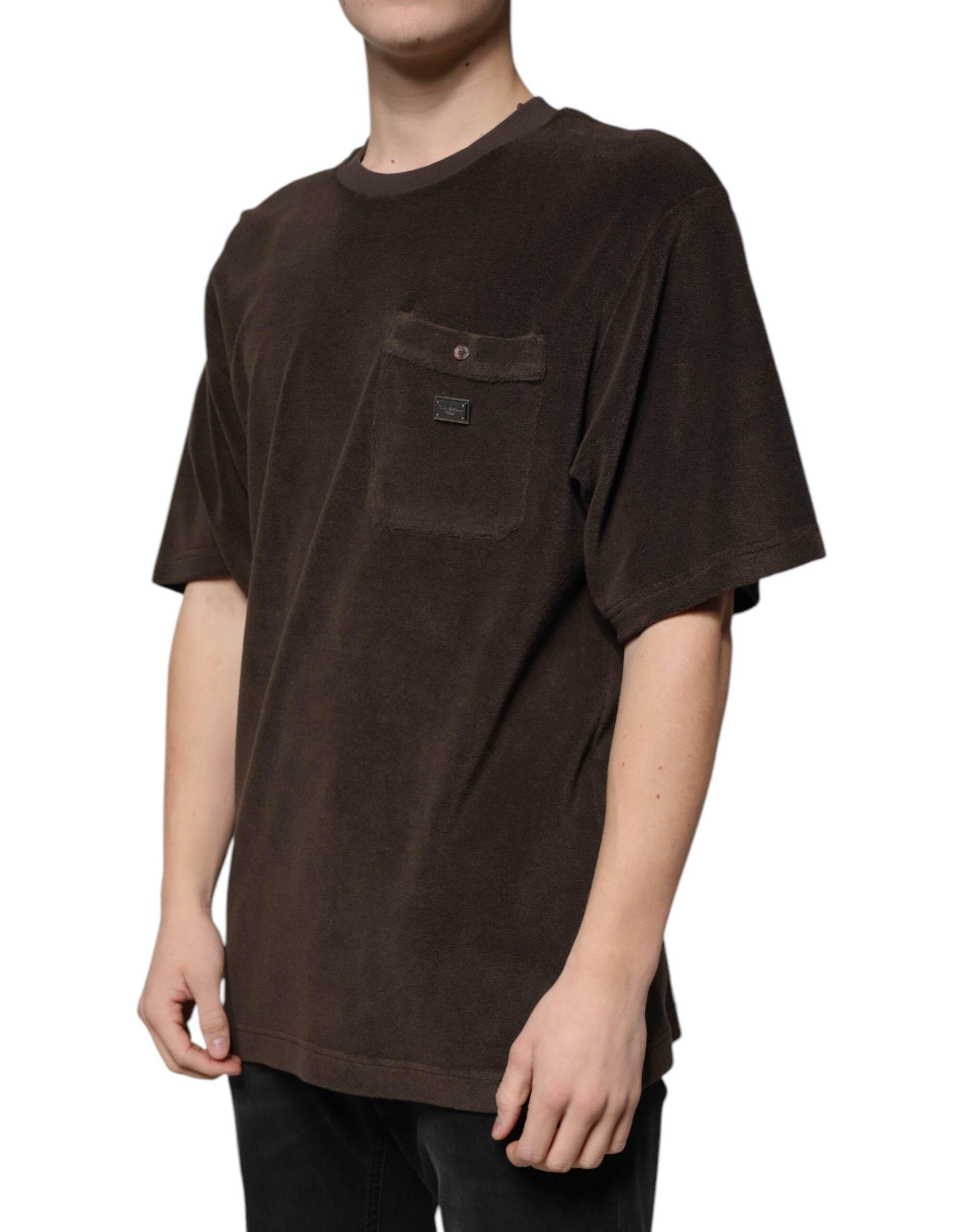 Dolce & Gabbana Brown Cotton Crew Neck Short Sleeves T-shirt - Hilstor