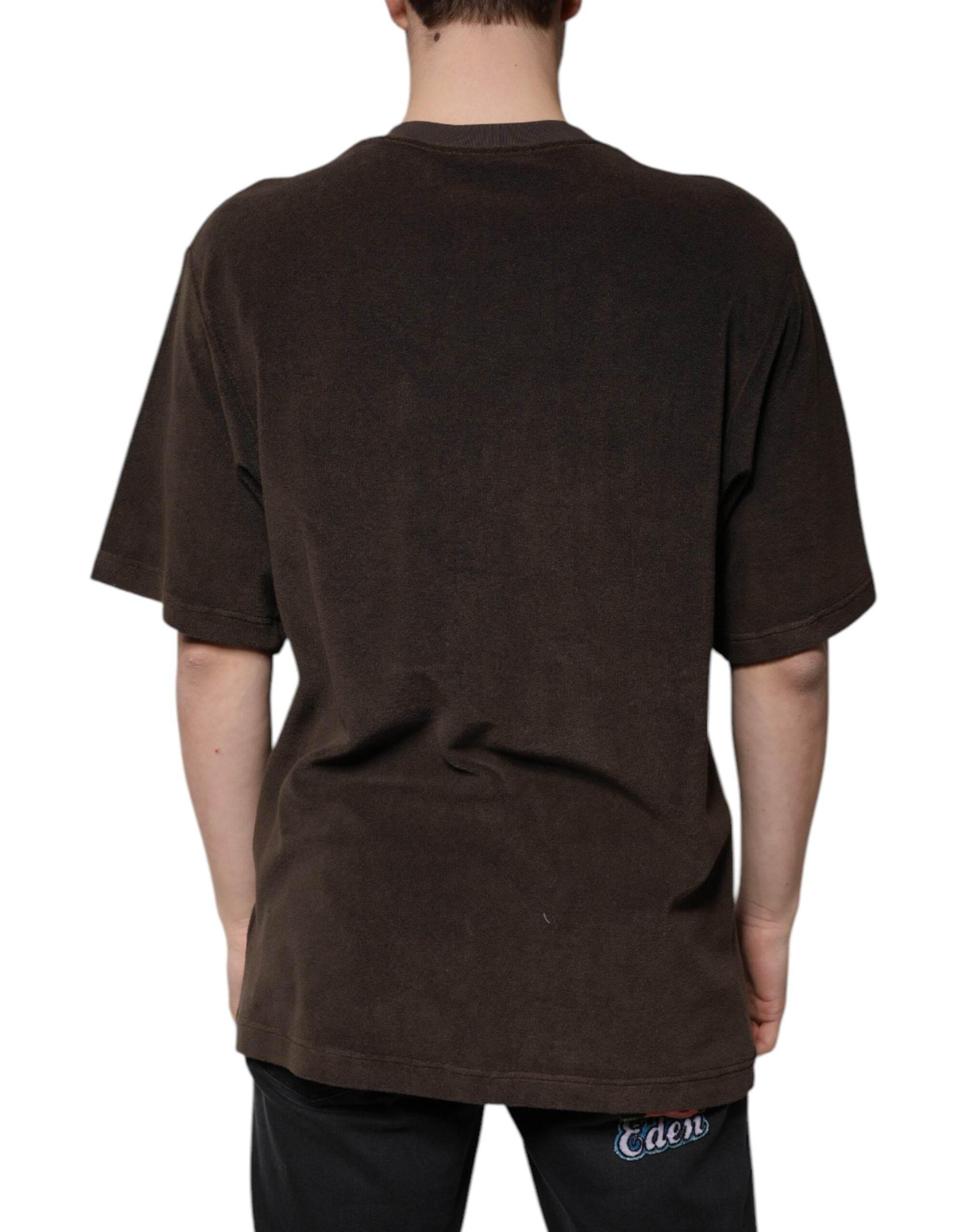 Dolce & Gabbana Brown Cotton Crew Neck Short Sleeves T-shirt - Hilstor