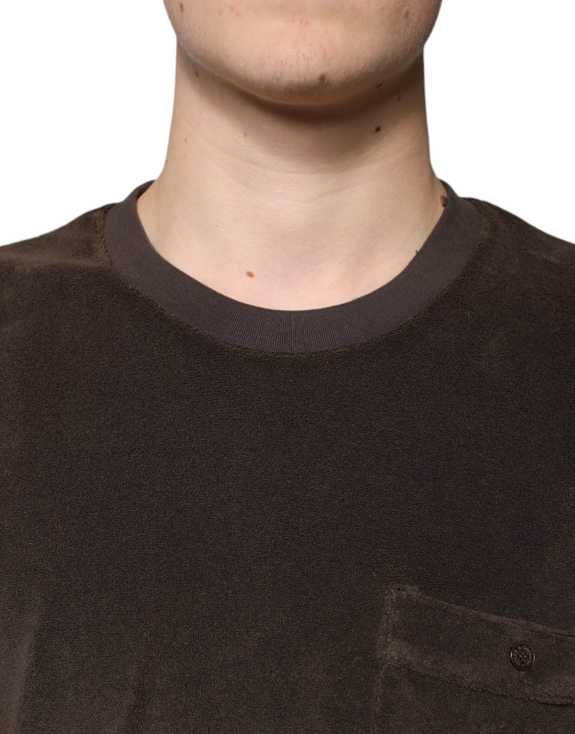 Dolce & Gabbana Brown Cotton Crew Neck Short Sleeves T-shirt - Hilstor