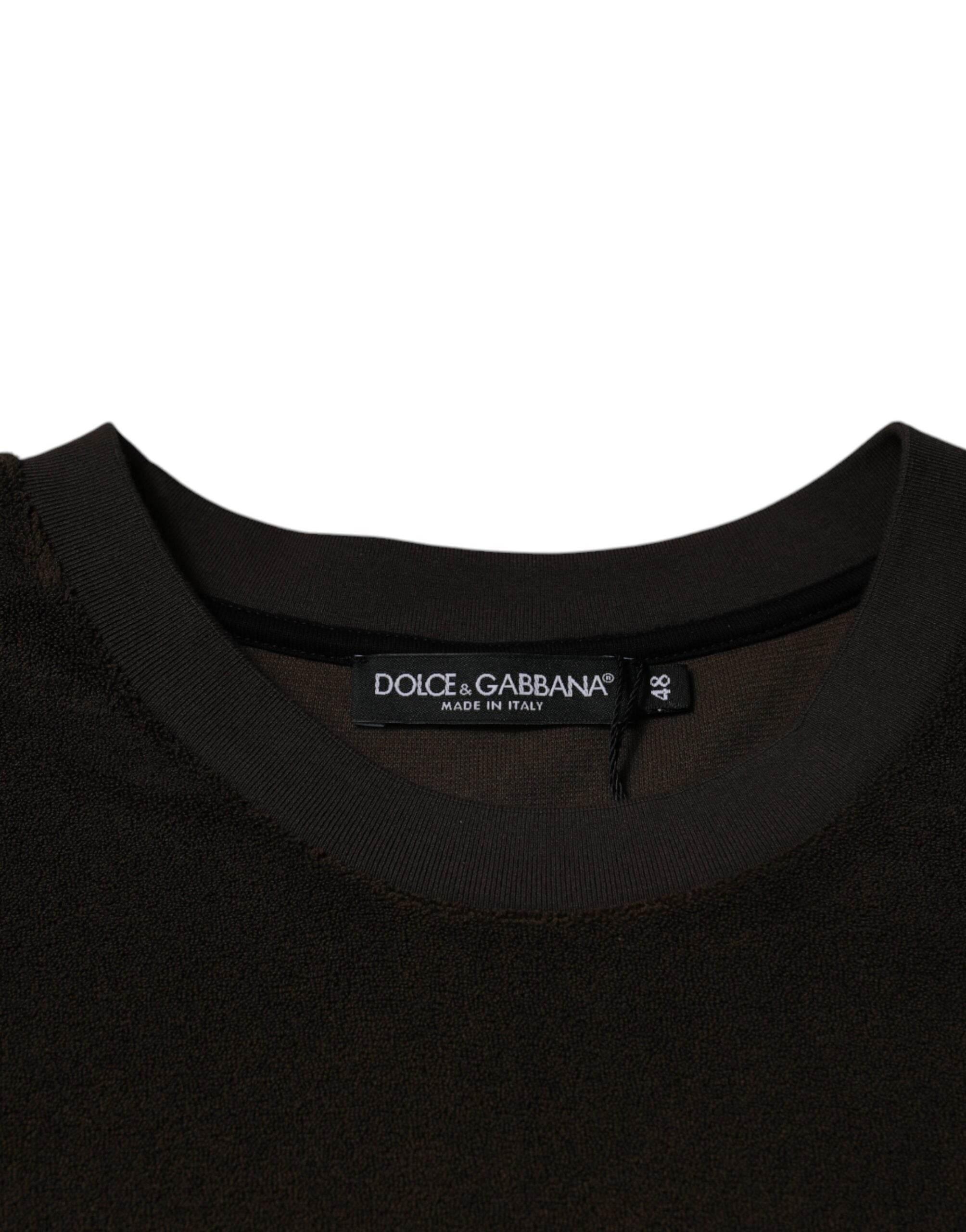 Dolce & Gabbana Brown Cotton Crew Neck Short Sleeves T-shirt - Hilstor