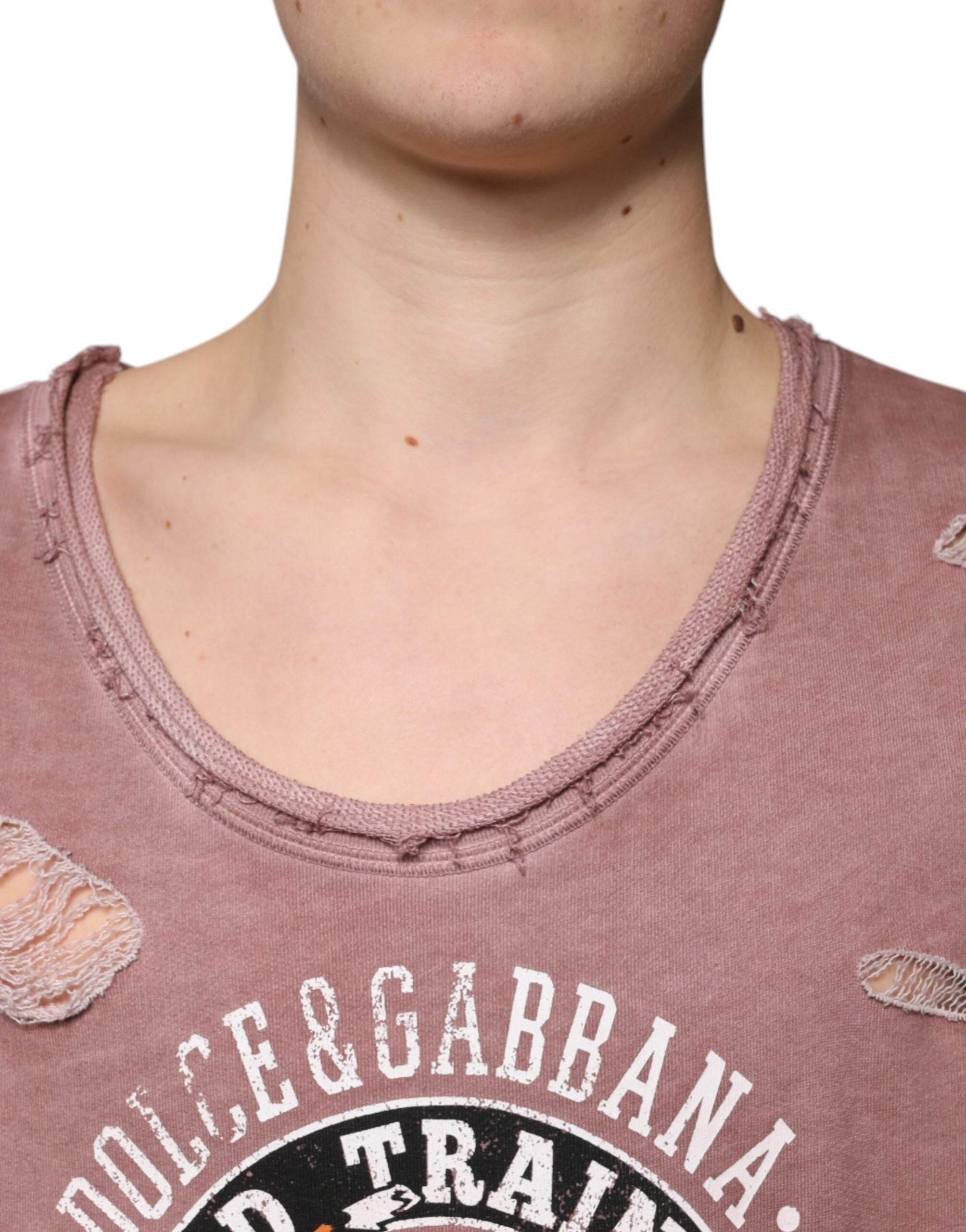 Dolce & Gabbana Brown Cotton Round Neck Sleeveless T-shirt - Hilstor