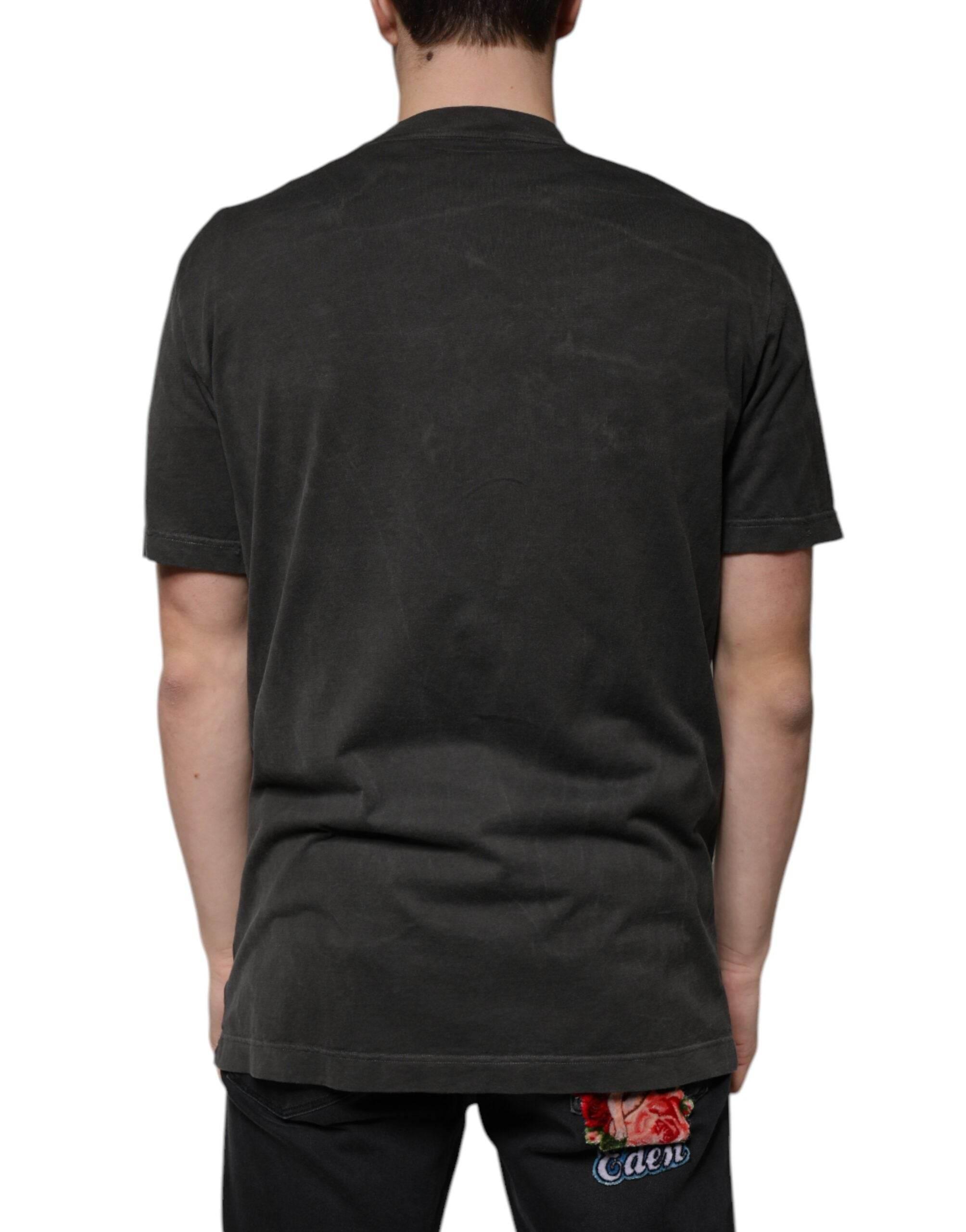 Dolce & Gabbana Black Cotton Crew Neck Short Sleeves T-shirt - Hilstor