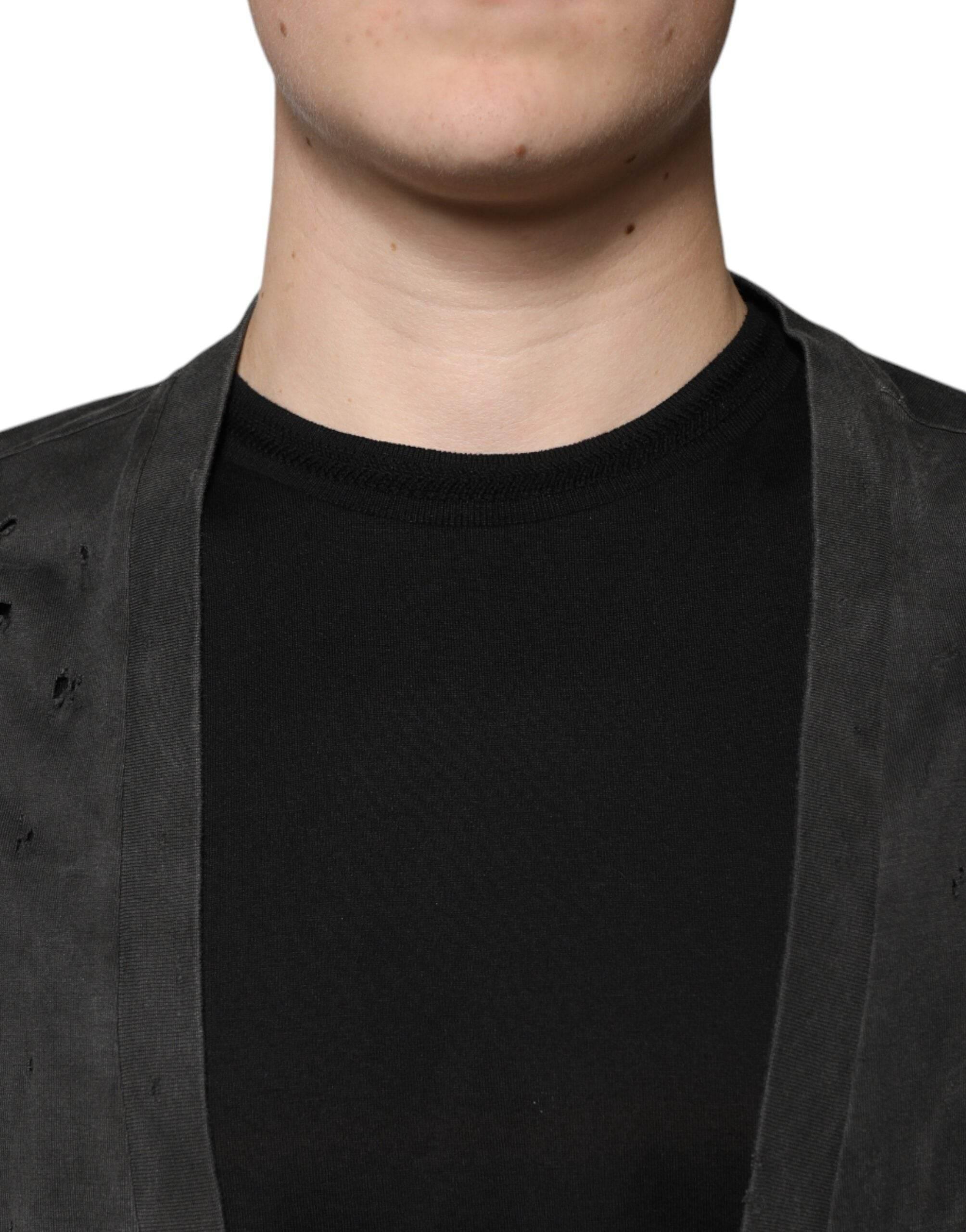 Dolce & Gabbana Black Cotton Crew Neck Short Sleeves T-shirt - Hilstor