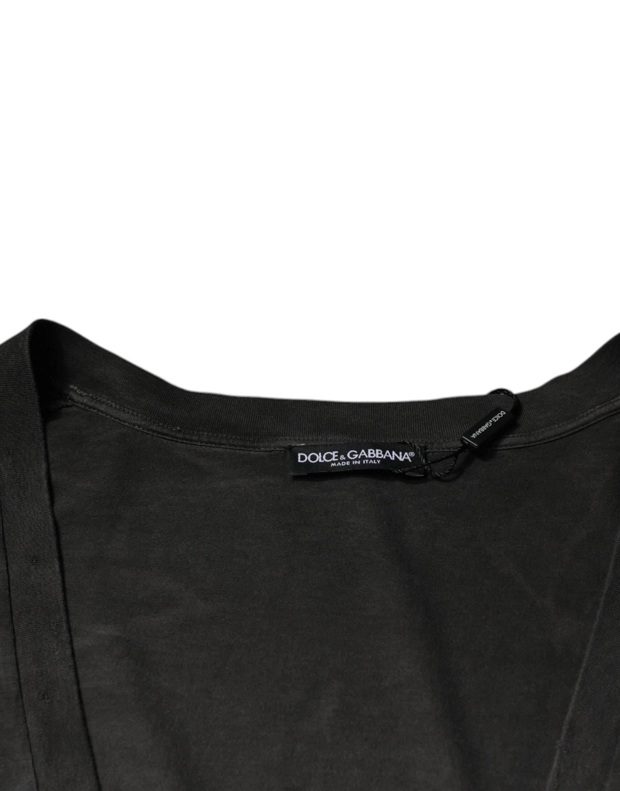 Dolce & Gabbana Black Cotton Crew Neck Short Sleeves T-shirt - Hilstor