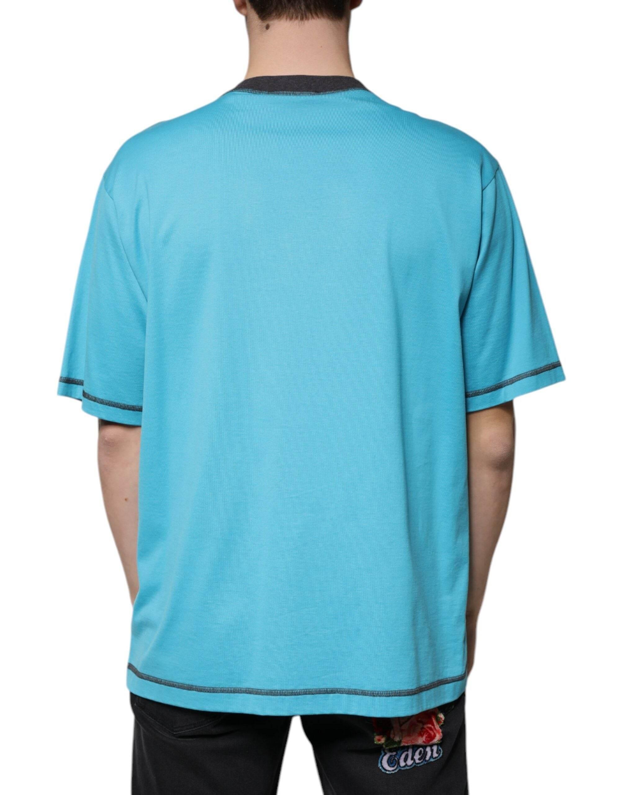 Dolce & Gabbana Blue Logo Crew Neck Short Sleeves T-shirt - Hilstor