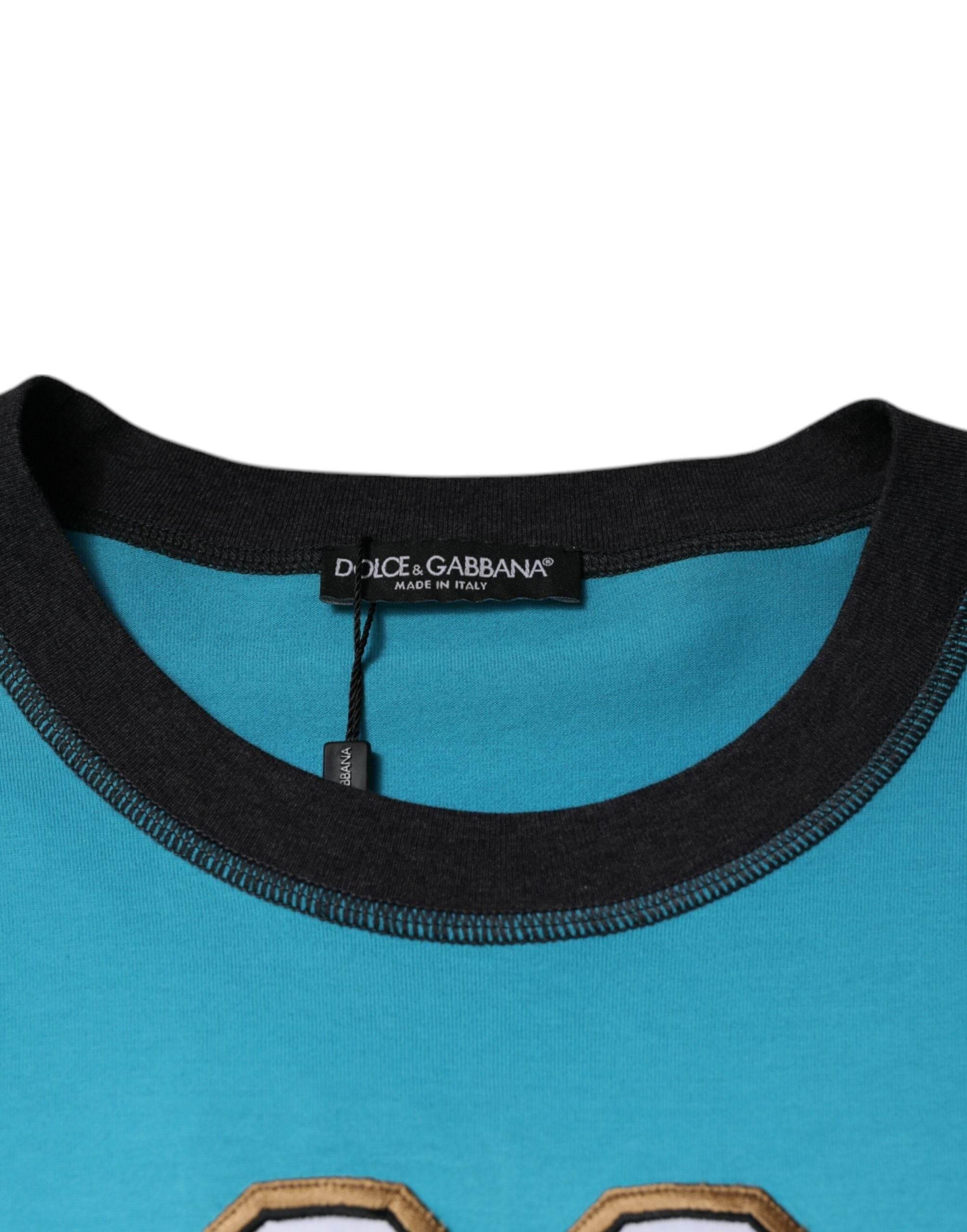 Dolce & Gabbana Blue Logo Crew Neck Short Sleeves T-shirt - Hilstor