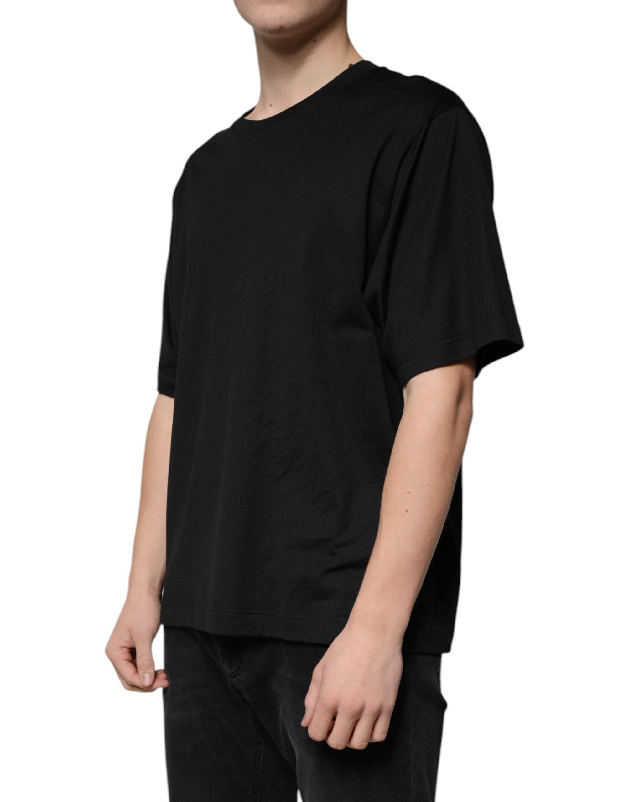 Dolce & Gabbana Black Cotton Crew Neck Short Sleeves T-shirt - Hilstor