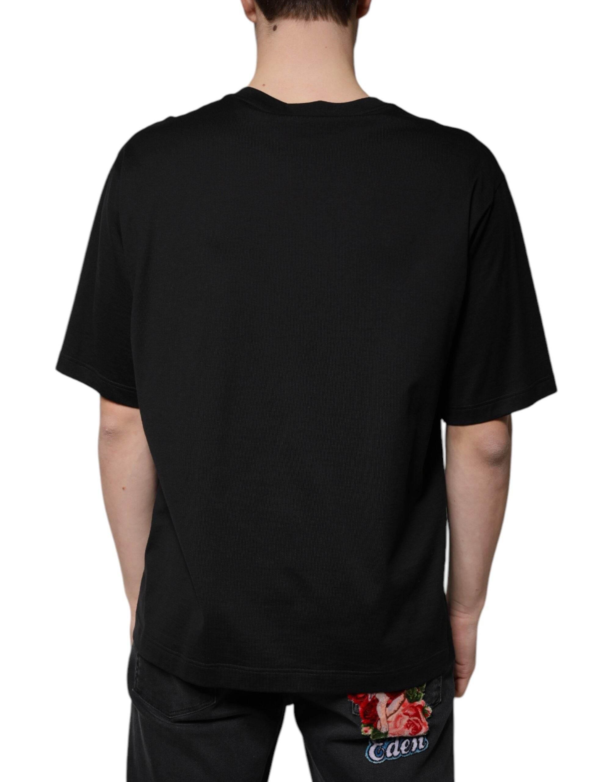 Dolce & Gabbana Black Cotton Crew Neck Short Sleeves T-shirt - Hilstor