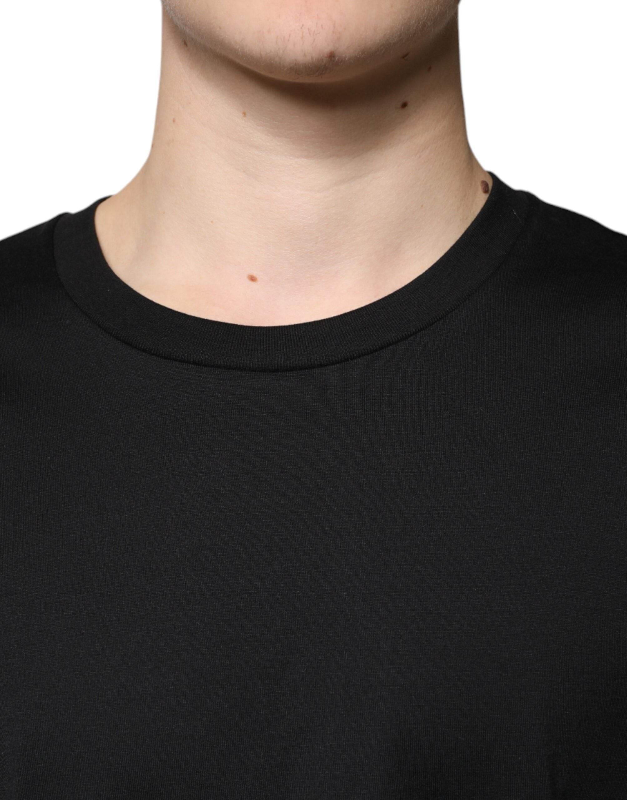 Dolce & Gabbana Black Cotton Crew Neck Short Sleeves T-shirt - Hilstor