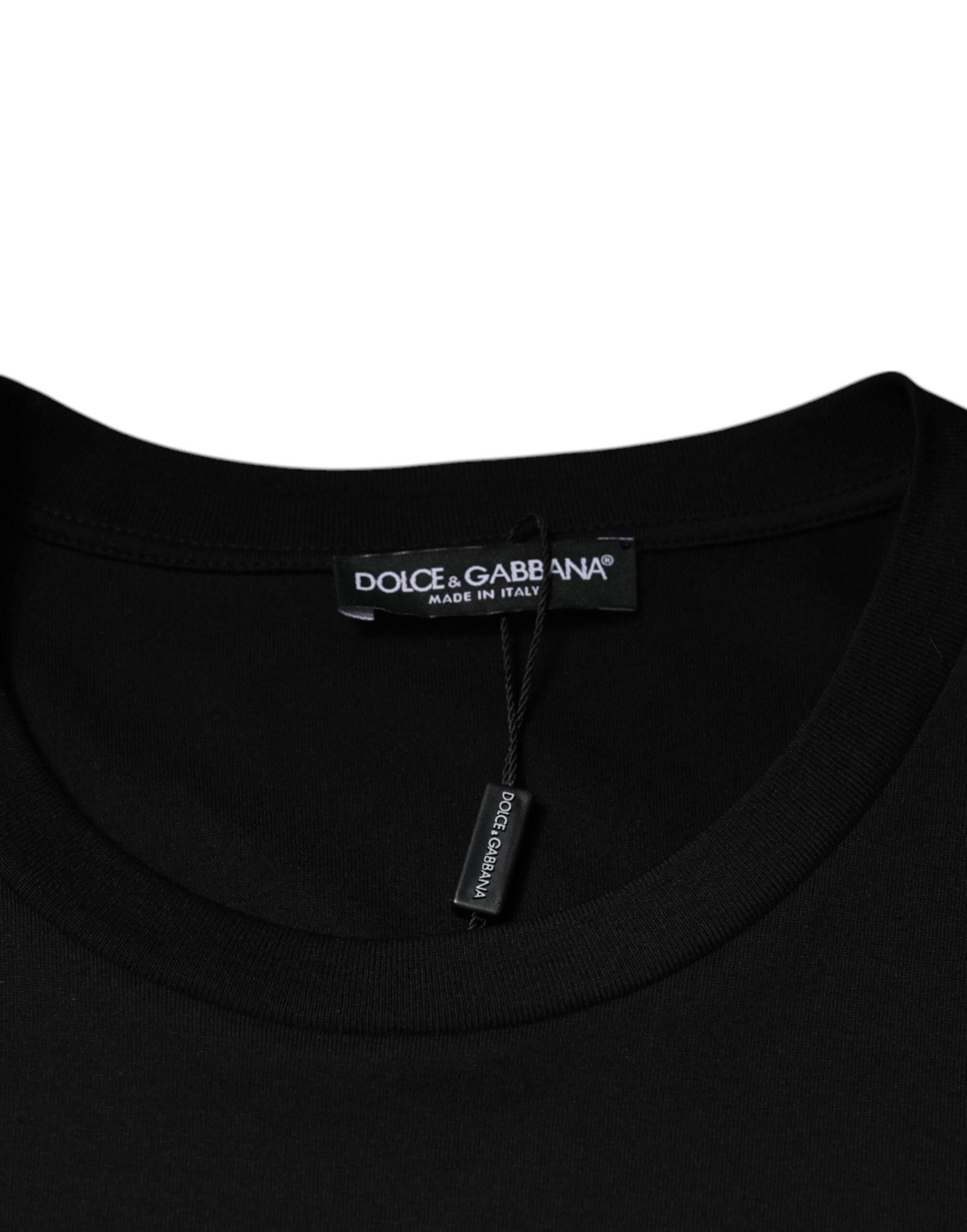 Dolce & Gabbana Black Cotton Crew Neck Short Sleeves T-shirt - Hilstor