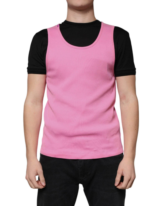 Dolce & Gabbana Pink Cotton Round Neck Sleeveless T-shirt - Hilstor