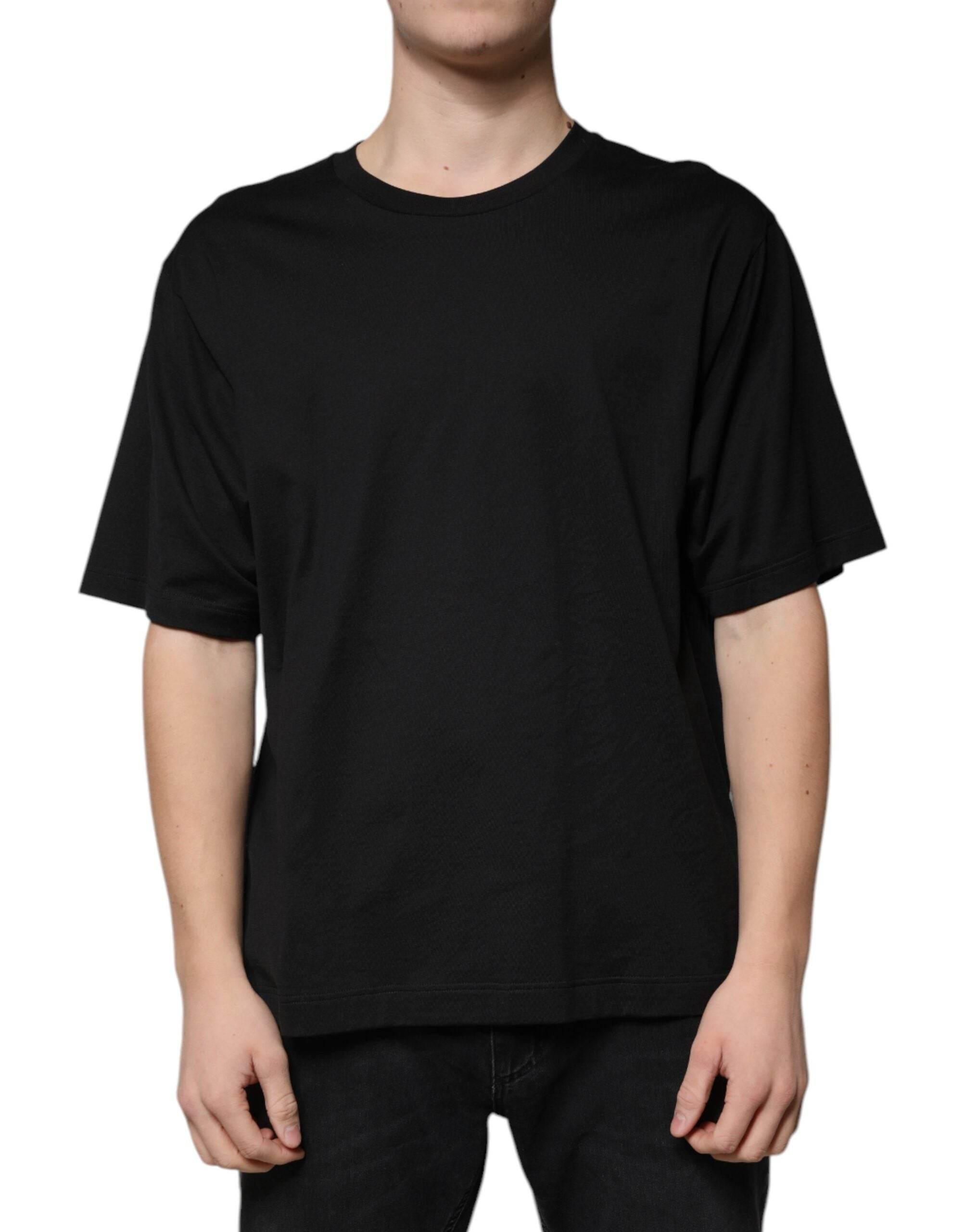 Dolce & Gabbana Black Cotton Crew Neck Short Sleeves T-shirt - Hilstor