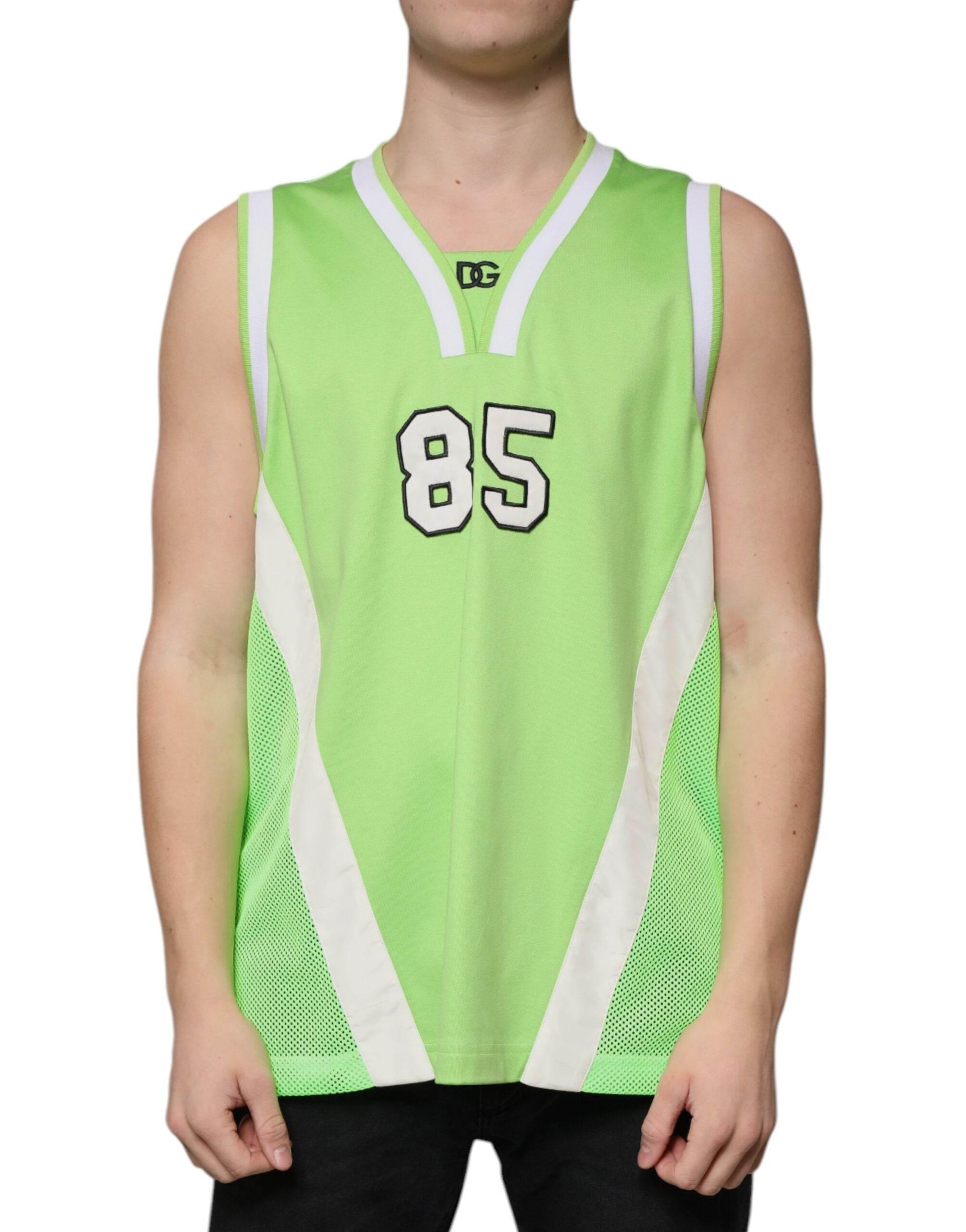 Dolce & Gabbana Green Polyester Jersey Sleeveless T-shirt - Hilstor