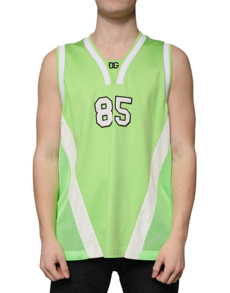 Dolce & Gabbana Green Polyester Jersey Sleeveless T-shirt - Hilstor