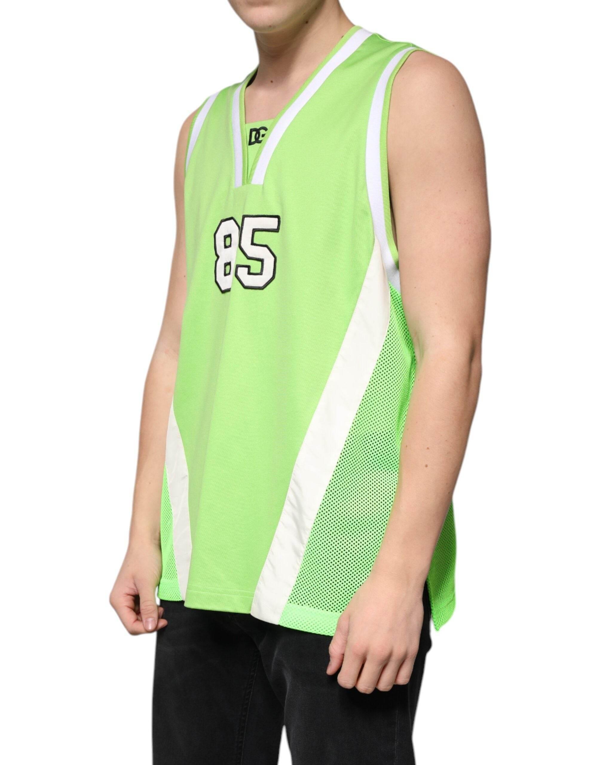 Dolce & Gabbana Green Polyester Jersey Sleeveless T-shirt - Hilstor