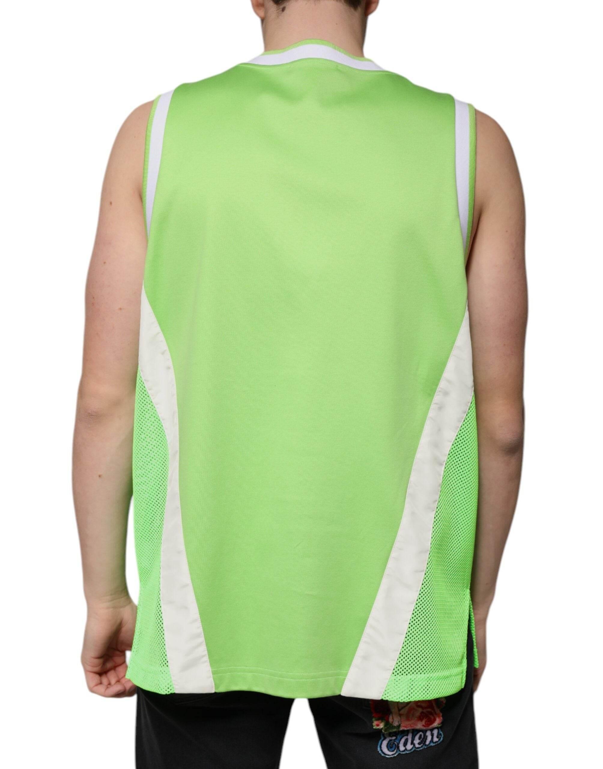 Dolce & Gabbana Green Polyester Jersey Sleeveless T-shirt - Hilstor