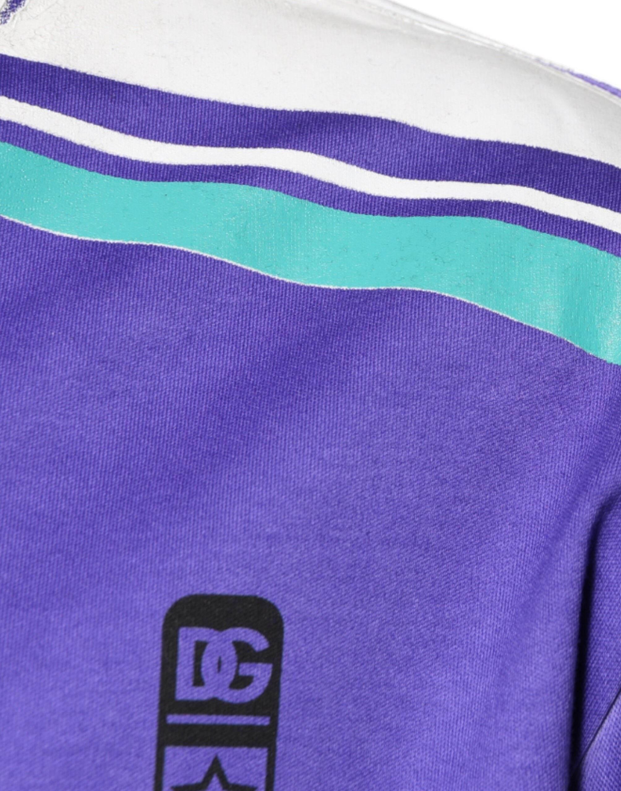 Dolce & Gabbana Purple Logo Jersey Cotton V-neck T-shirt - Hilstor