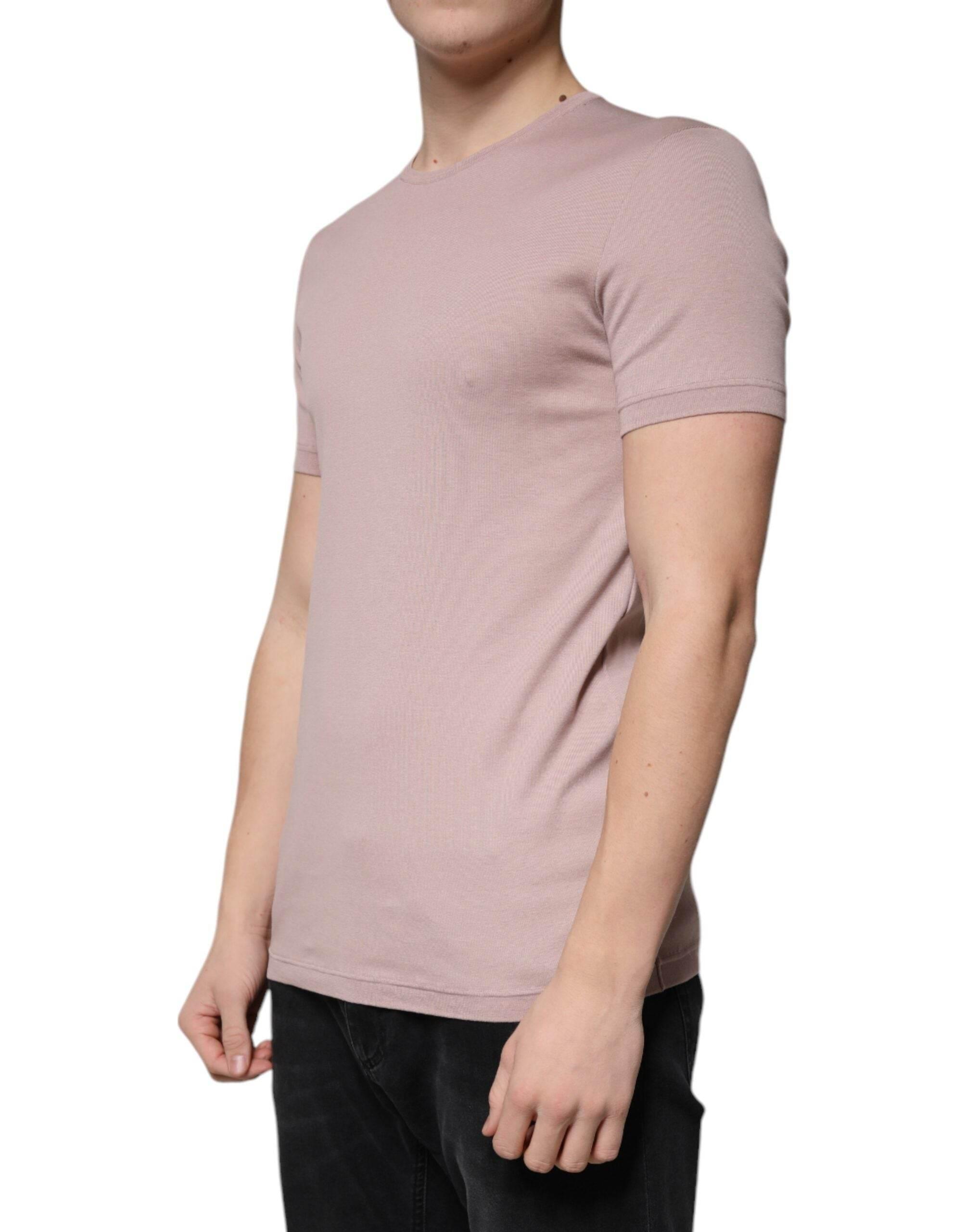 Dolce & Gabbana Brown Cotton Short Sleeves Round Neck T-shirt - Hilstor