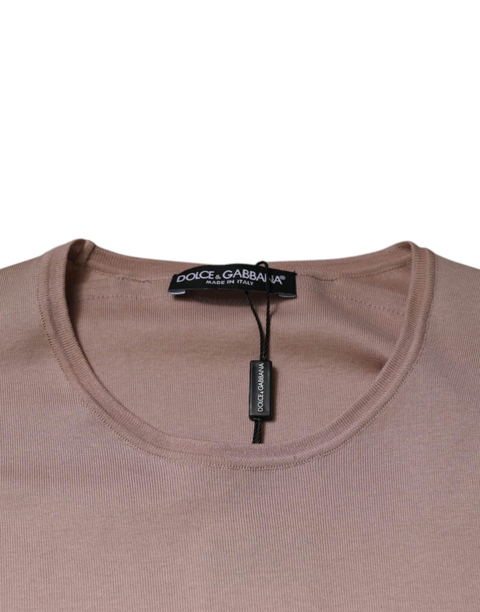 Dolce & Gabbana Brown Cotton Short Sleeves Round Neck T-shirt - Hilstor