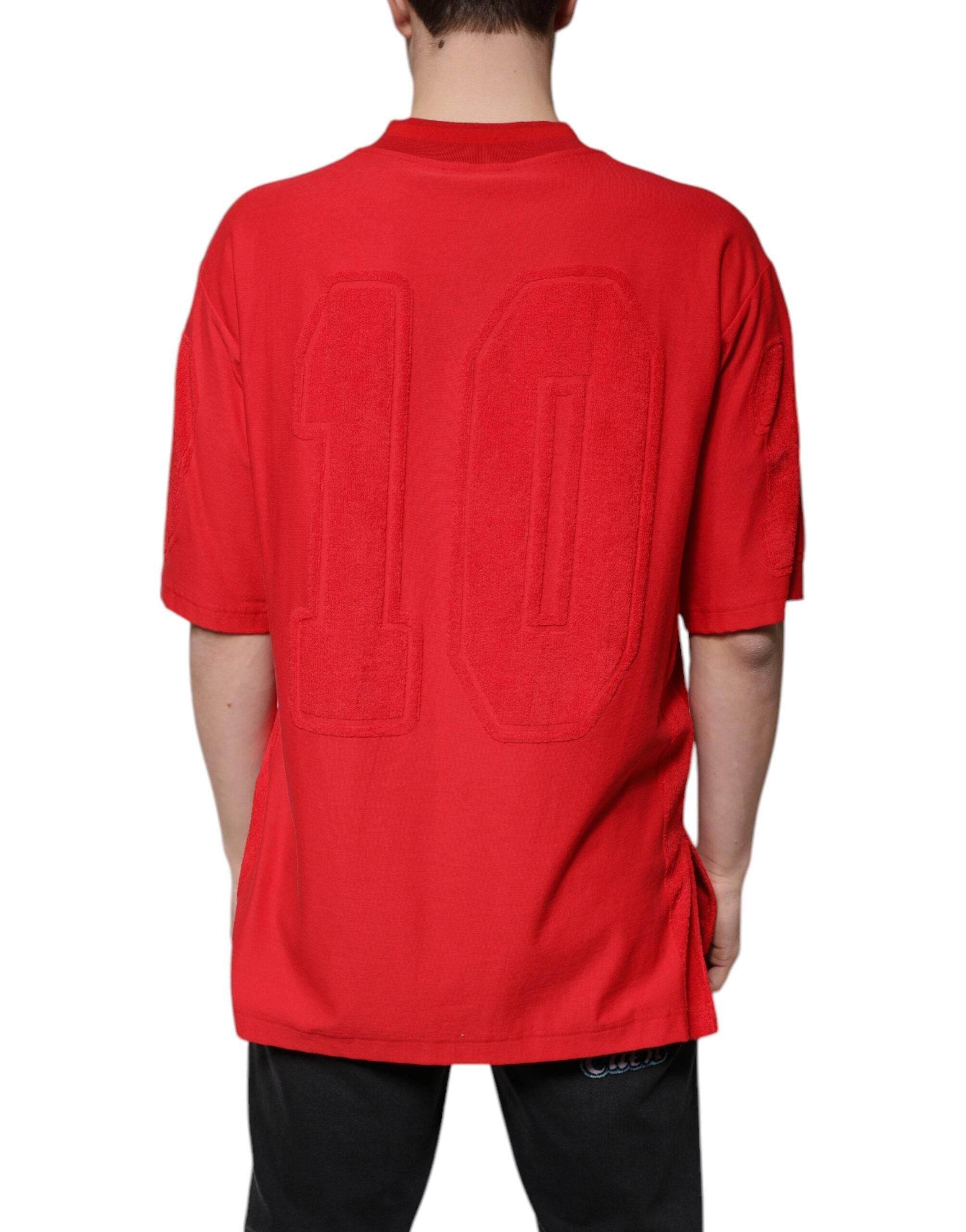 Dolce & Gabbana Red Cotton V-neck Short Sleeves T-shirt - Hilstor