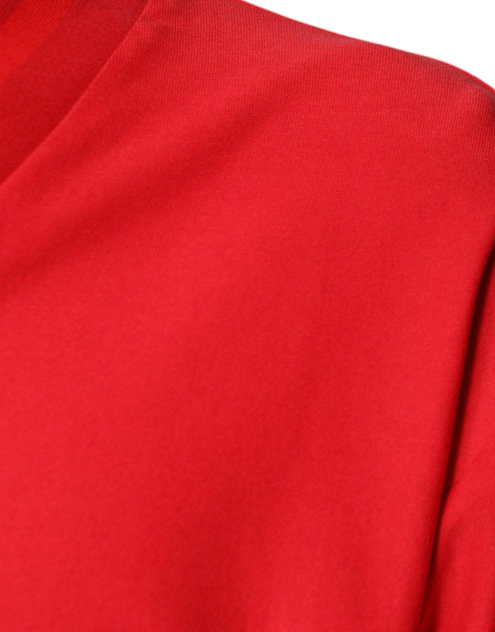 Dolce & Gabbana Red Cotton V-neck Short Sleeves T-shirt - Hilstor