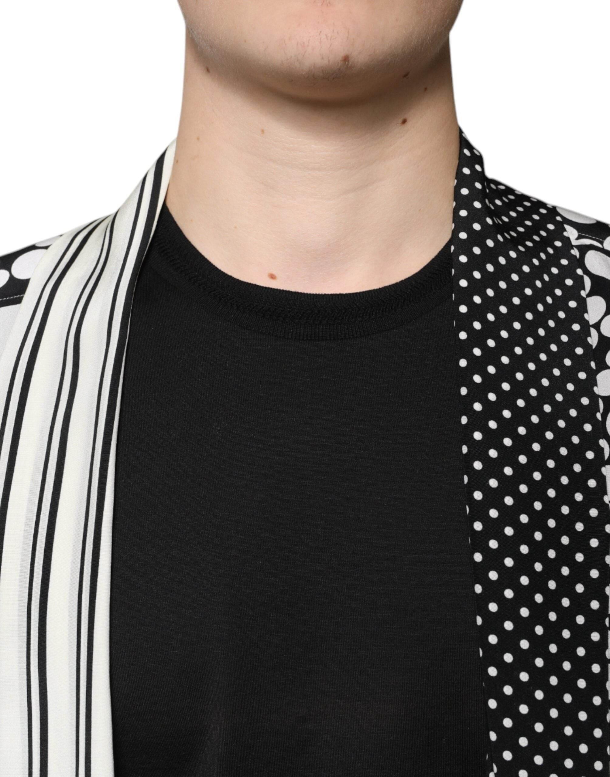 Dolce & Gabbana Black White Polka Dots Silk Men Casual Shirt - Hilstor