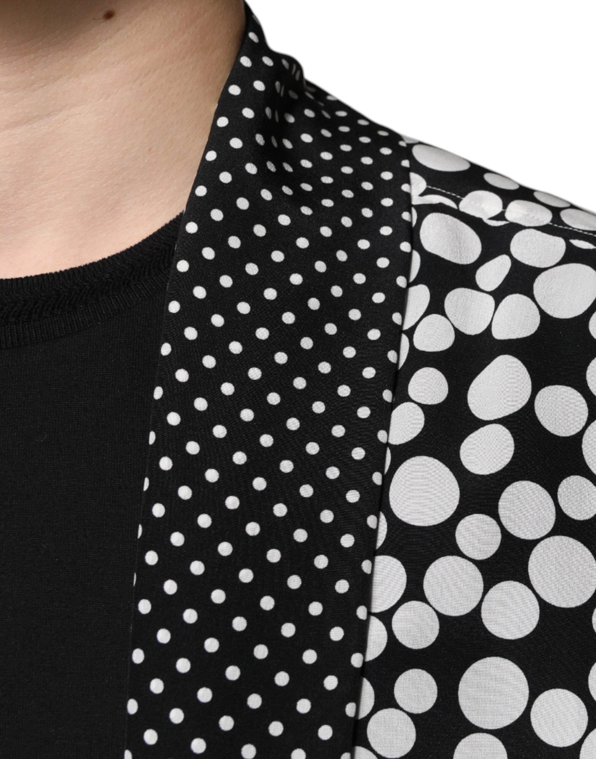 Dolce & Gabbana Black White Polka Dots Silk Men Casual Shirt - Hilstor