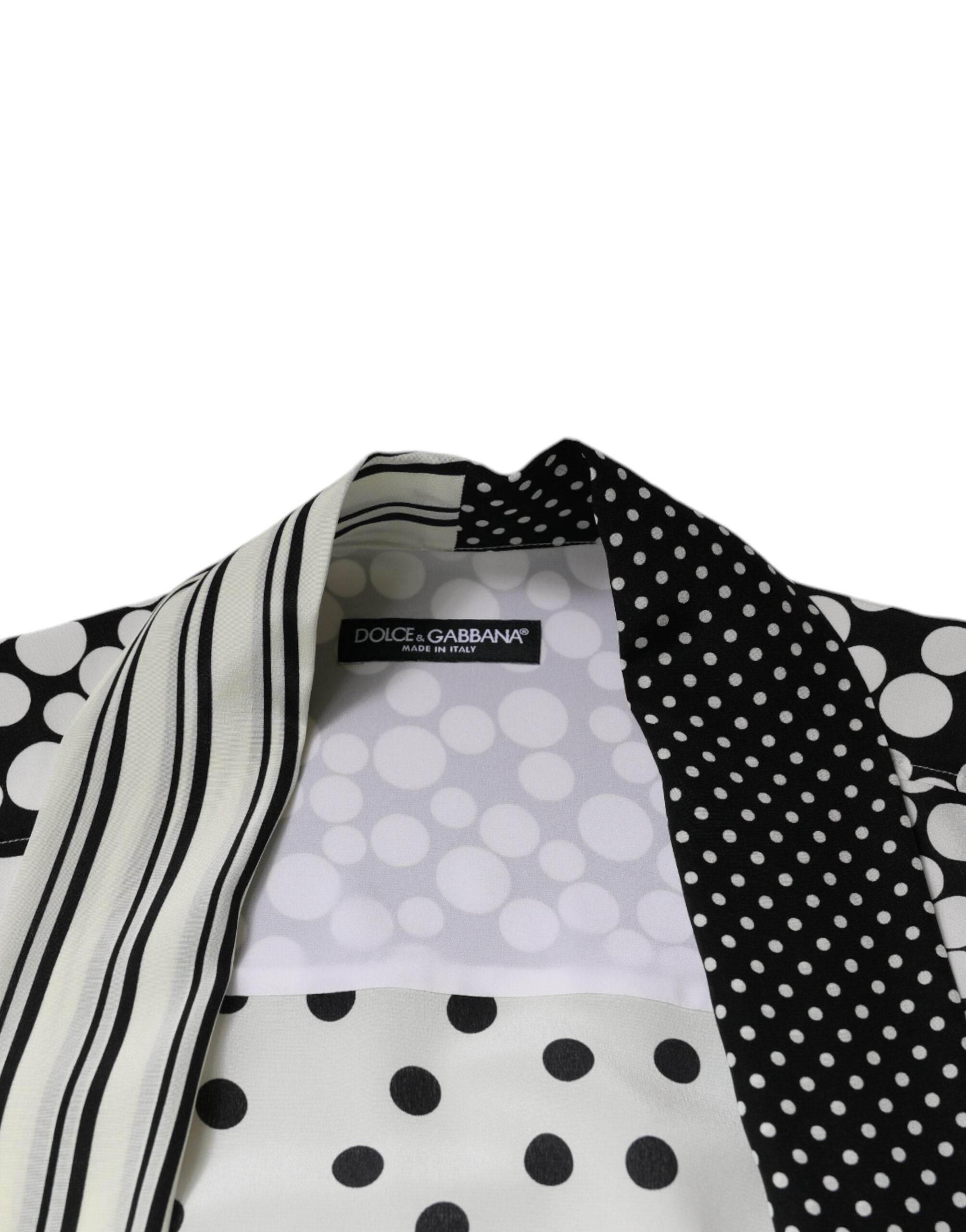 Dolce & Gabbana Black White Polka Dots Silk Men Casual Shirt - Hilstor