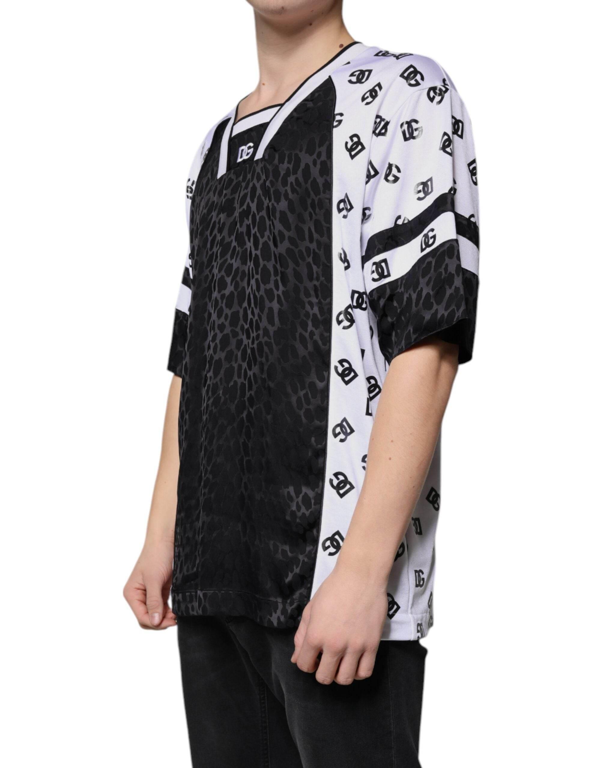 Dolce & Gabbana Black White Logo Men Short Sleeves T-shirt - Hilstor