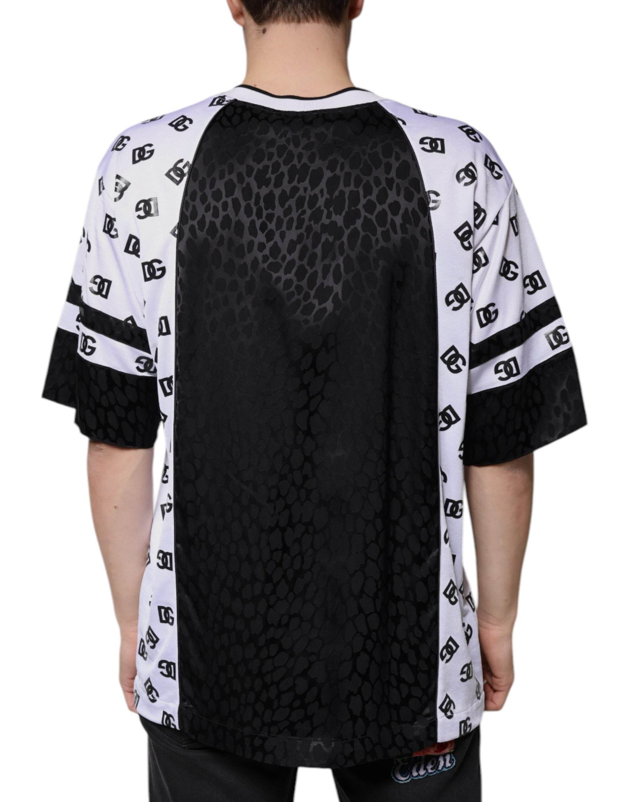 Dolce & Gabbana Black White Logo Men Short Sleeves T-shirt - Hilstor