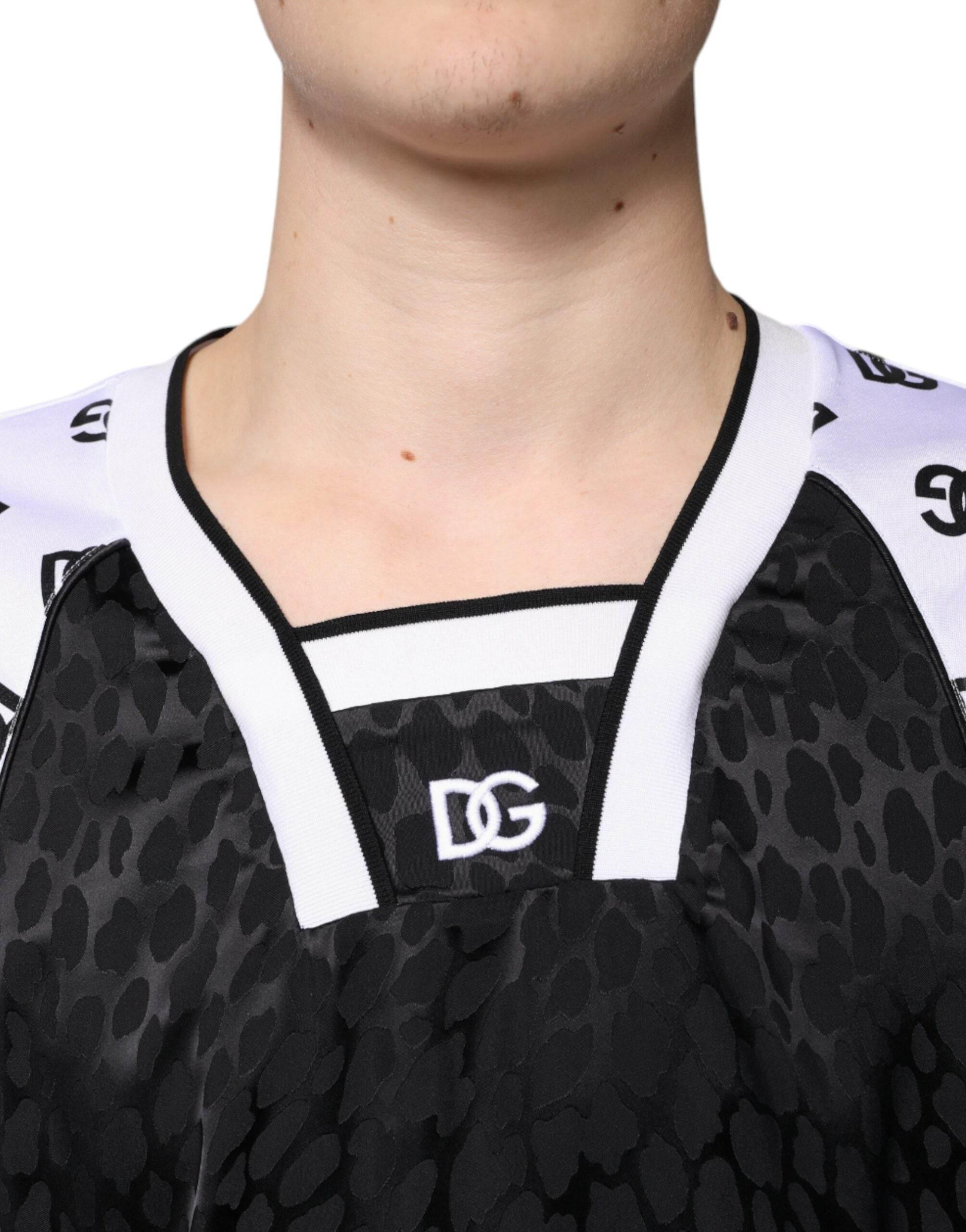 Dolce & Gabbana Black White Logo Men Short Sleeves T-shirt - Hilstor