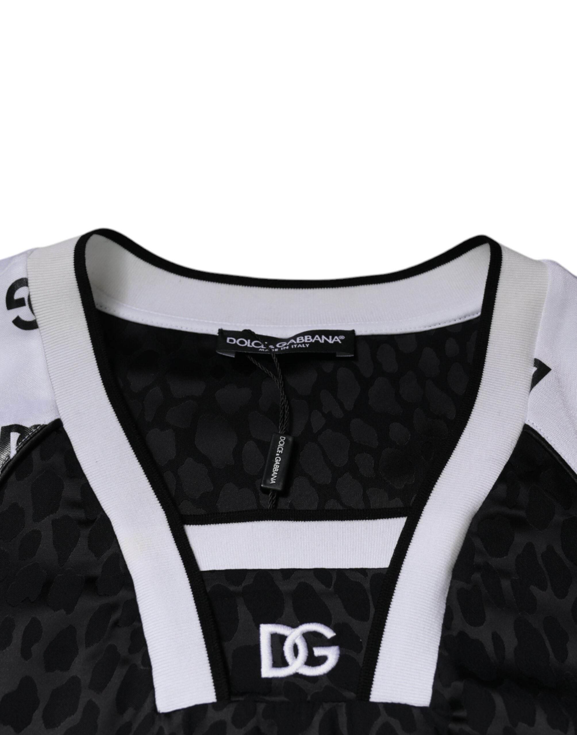 Dolce & Gabbana Black White Logo Men Short Sleeves T-shirt - Hilstor