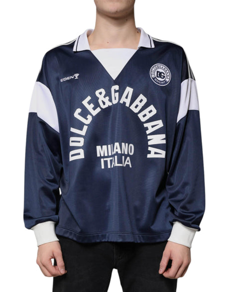 Dolce & Gabbana Blue White Milano Long Sleeve Jersey T-shirt - Hilstor