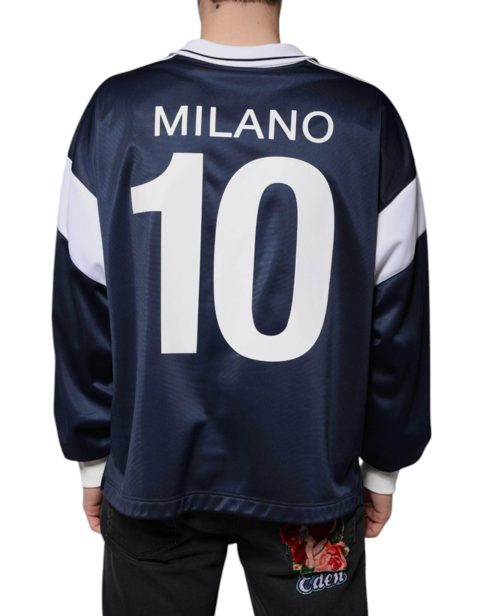 Dolce & Gabbana Blue White Milano Long Sleeve Jersey T-shirt - Hilstor