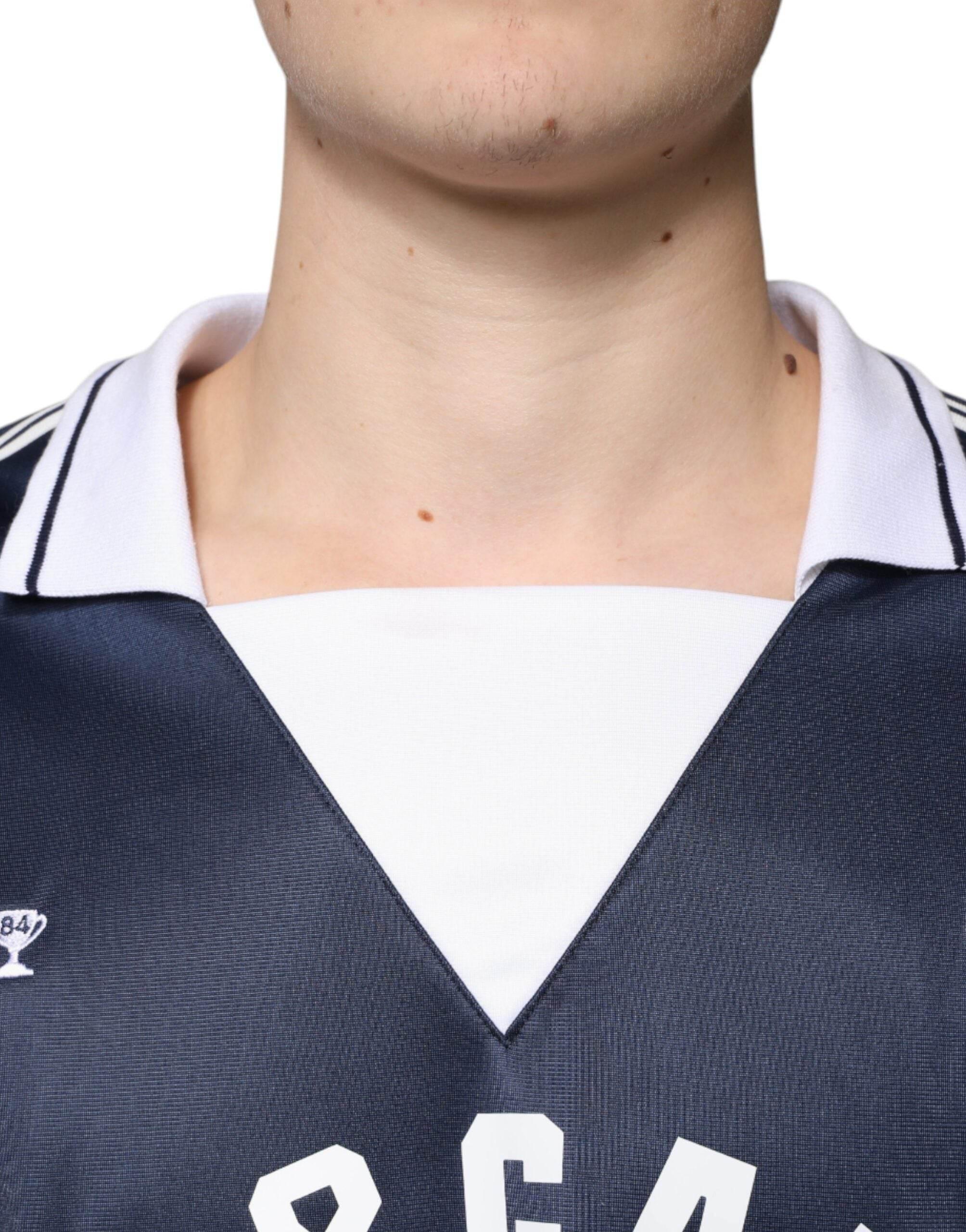 Dolce & Gabbana Blue White Milano Long Sleeve Jersey T-shirt - Hilstor