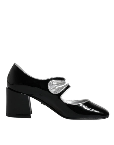 Dolce & Gabbana Black Patent Leather Crystal Mary Jane Pumps Shoes - Hilstor