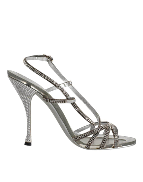 Dolce & Gabbana Silver Crystal Slingback KEIRA Sandals Shoes - Hilstor