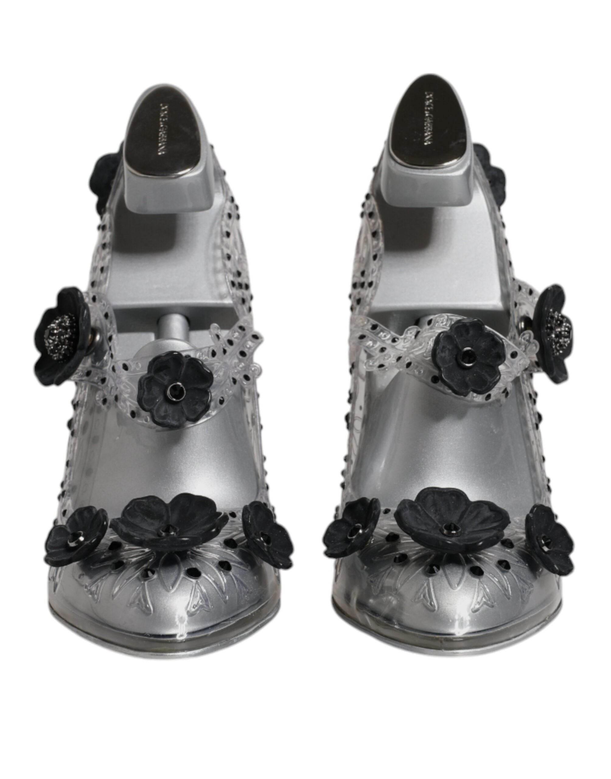 Dolce & Gabbana Clear Floral Crystal CINDERELLA Heels Shoes - Hilstor