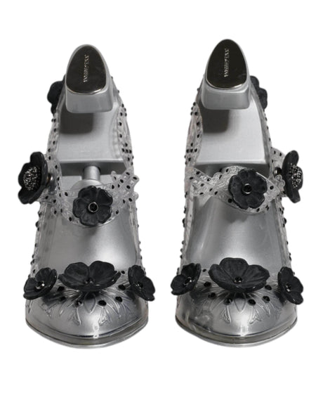 Dolce & Gabbana Clear Floral Crystal CINDERELLA Heels Shoes - Hilstor