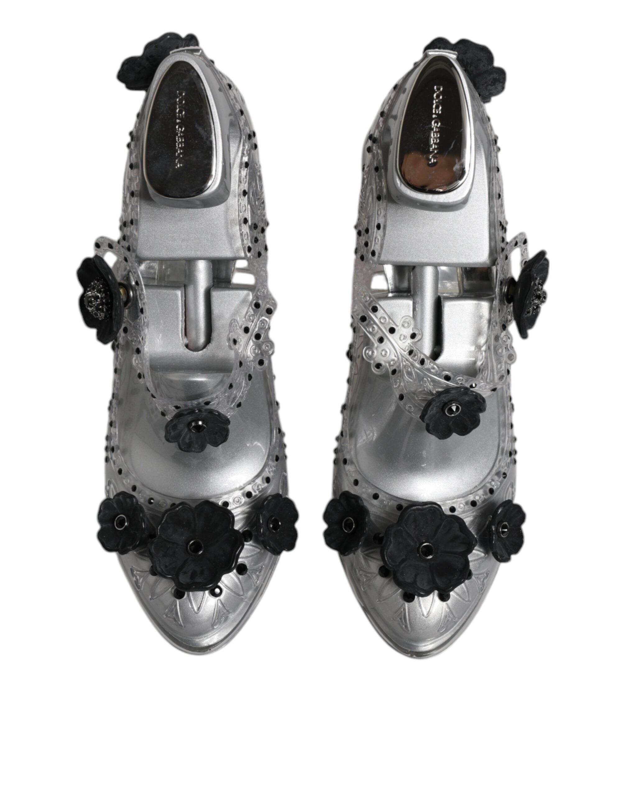 Dolce & Gabbana Clear Floral Crystal CINDERELLA Heels Shoes - Hilstor
